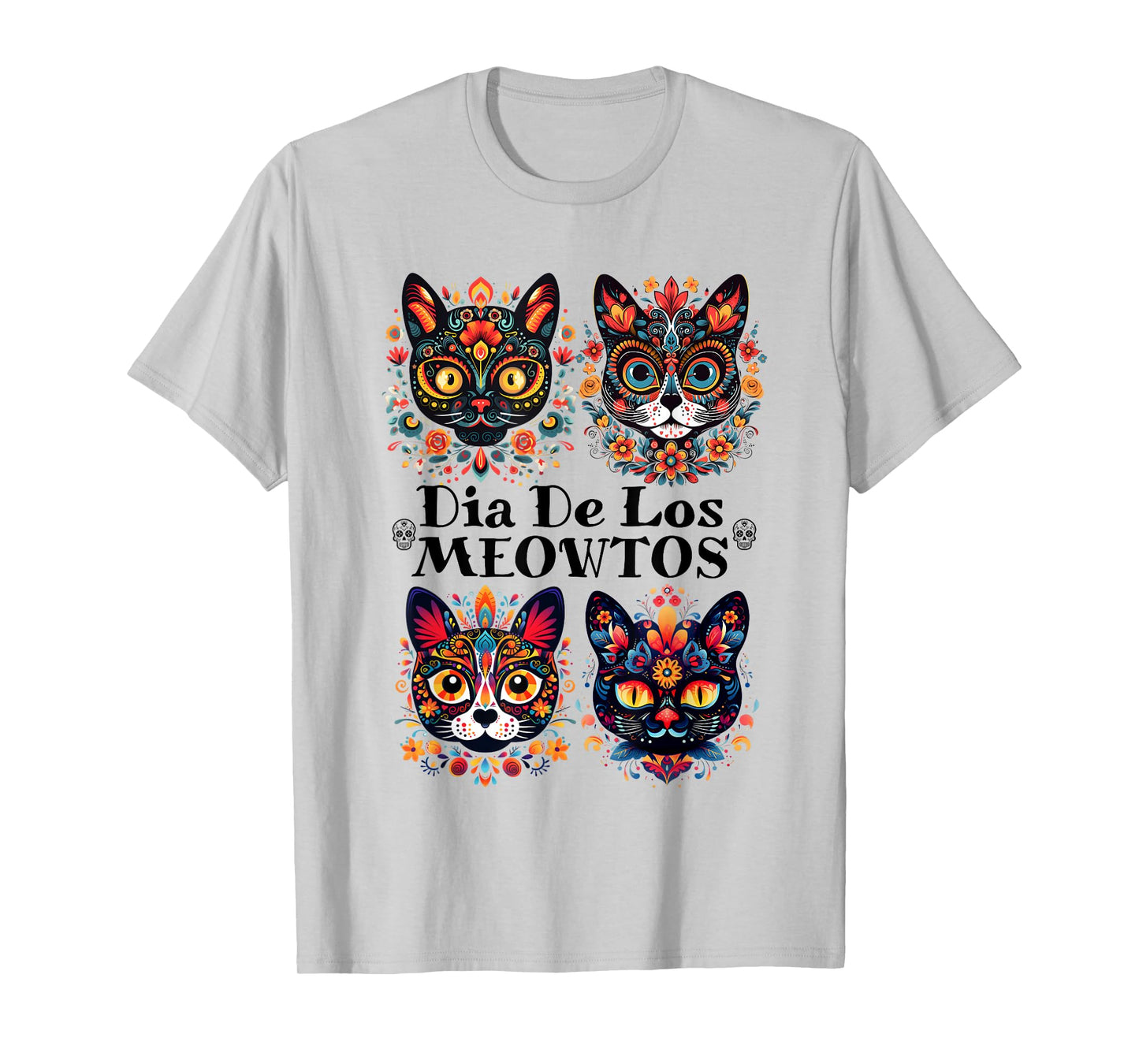 Sugar Skull Cats Dia De Los Meowtos Muertos Day of the Dead T-Shirt
