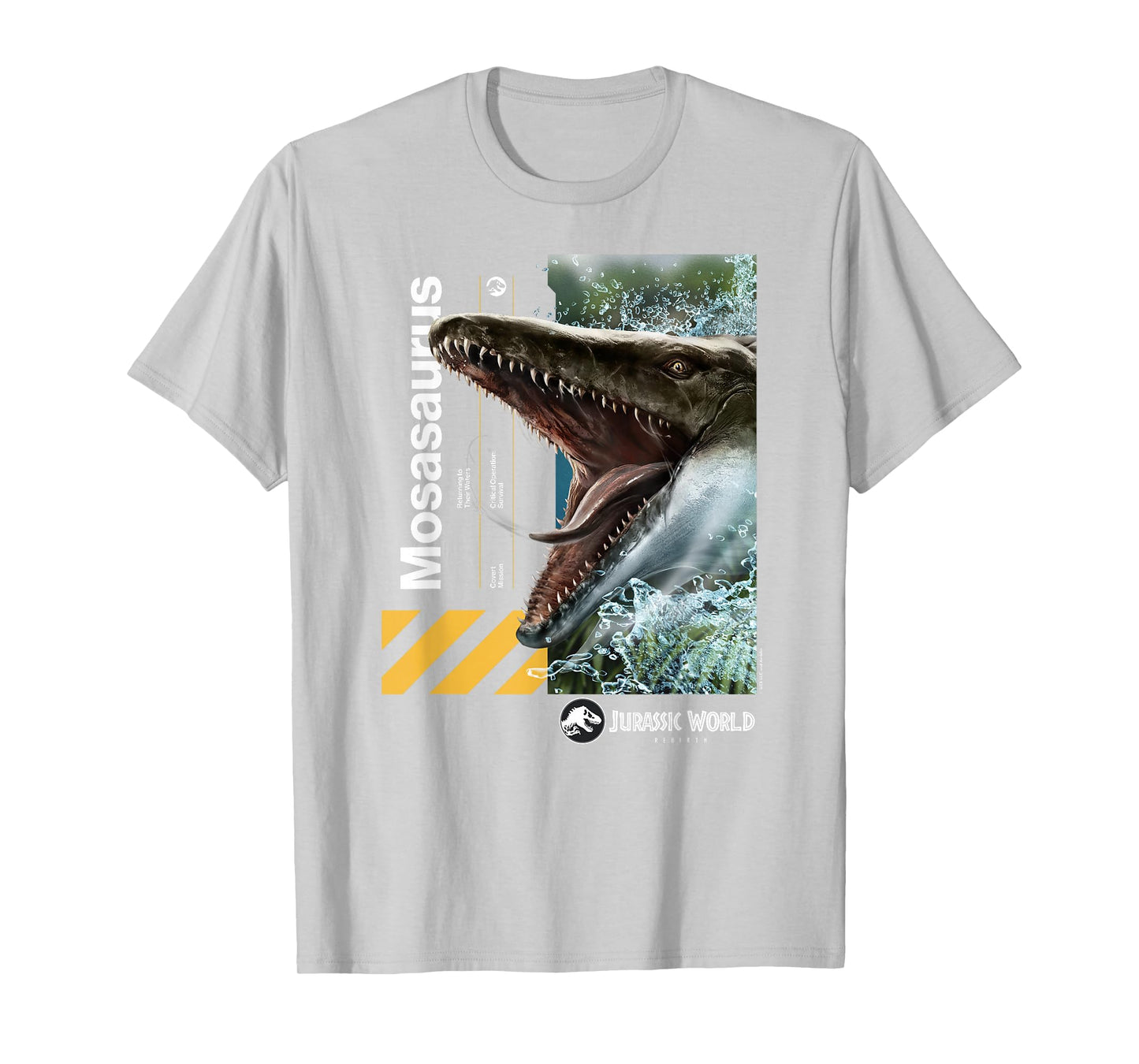 Jurassic World Mosasaurus T-Shirt - Unisex-Adults/Kids, Black, Small, Short Sleeve, Cotton, Solid, Crew Neck, Modern Classic Fit Lightweight