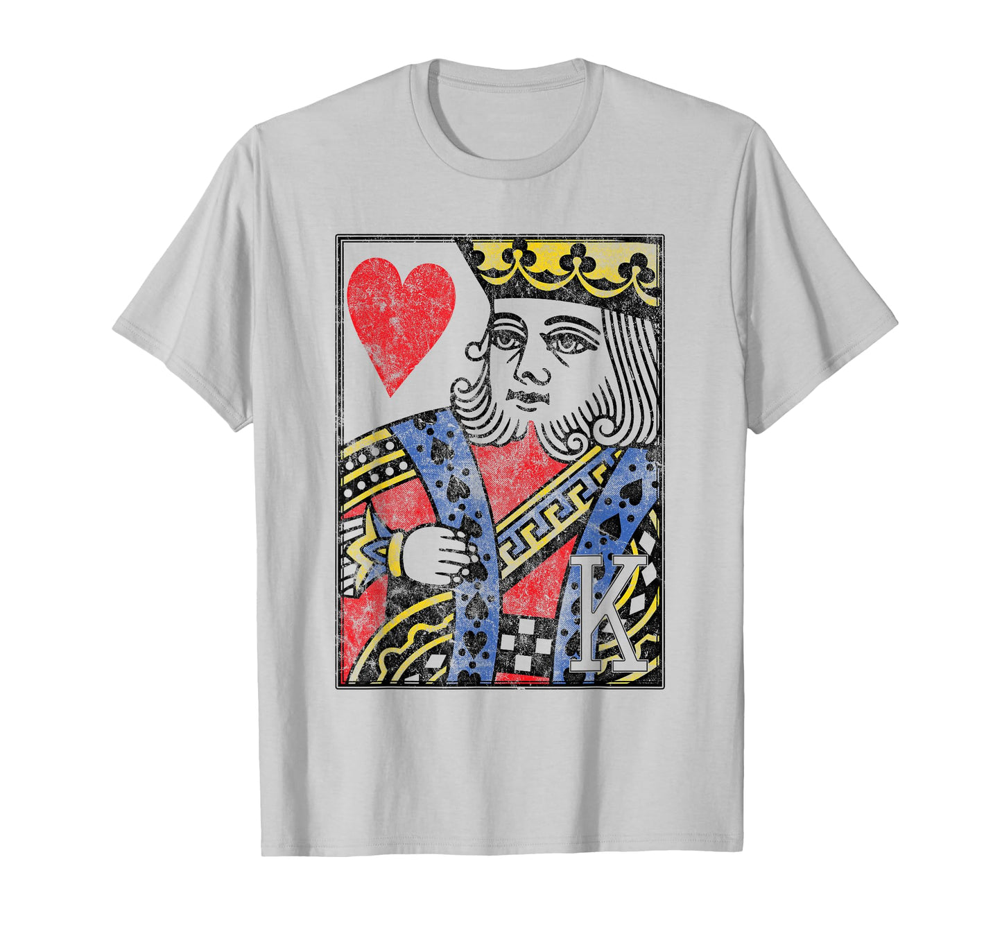 King of Hearts Vintage Look Distressed Playing Card T-Shirt