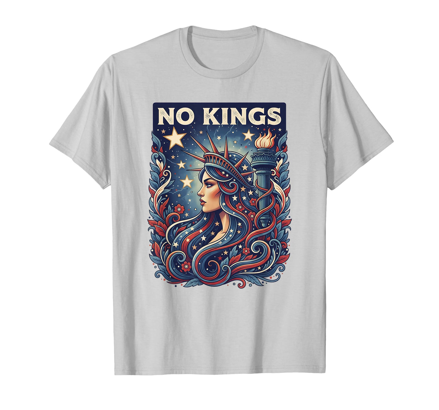 No Kings Protest Democracy Woman Liberty Art Patriotic T-Shirt