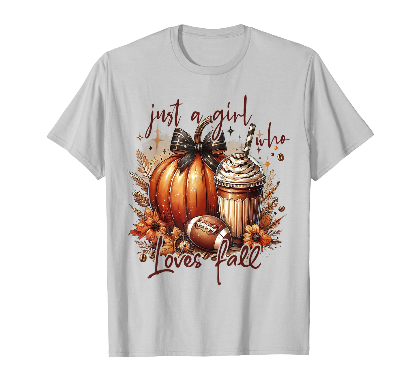 Just A Girl Who Loves Fall Pumpkin Football Cozy Autumn T-Shirt