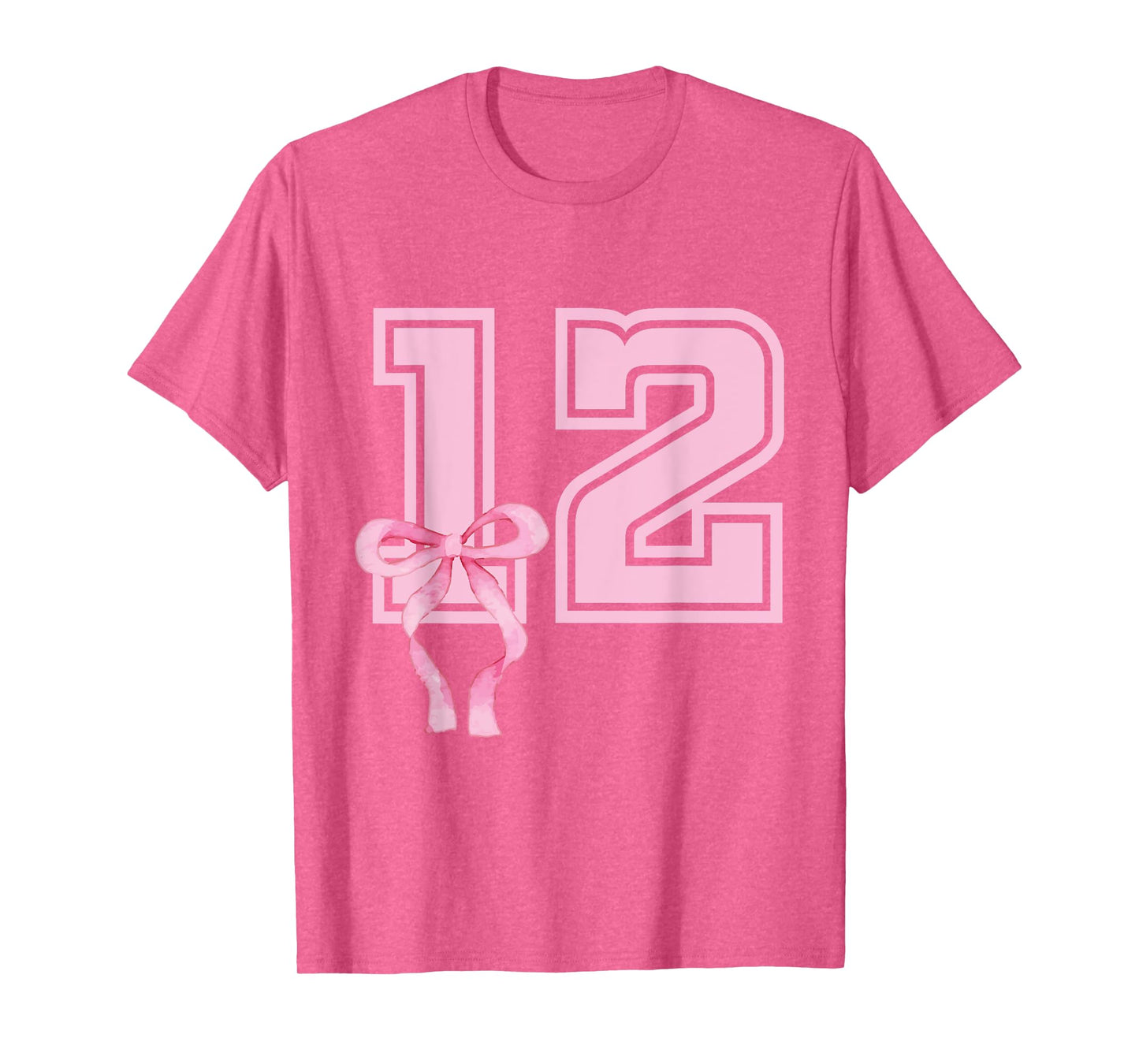 12 Years Old Birthday Girl Coquette Pink Bow Aesthetic T-Shirt