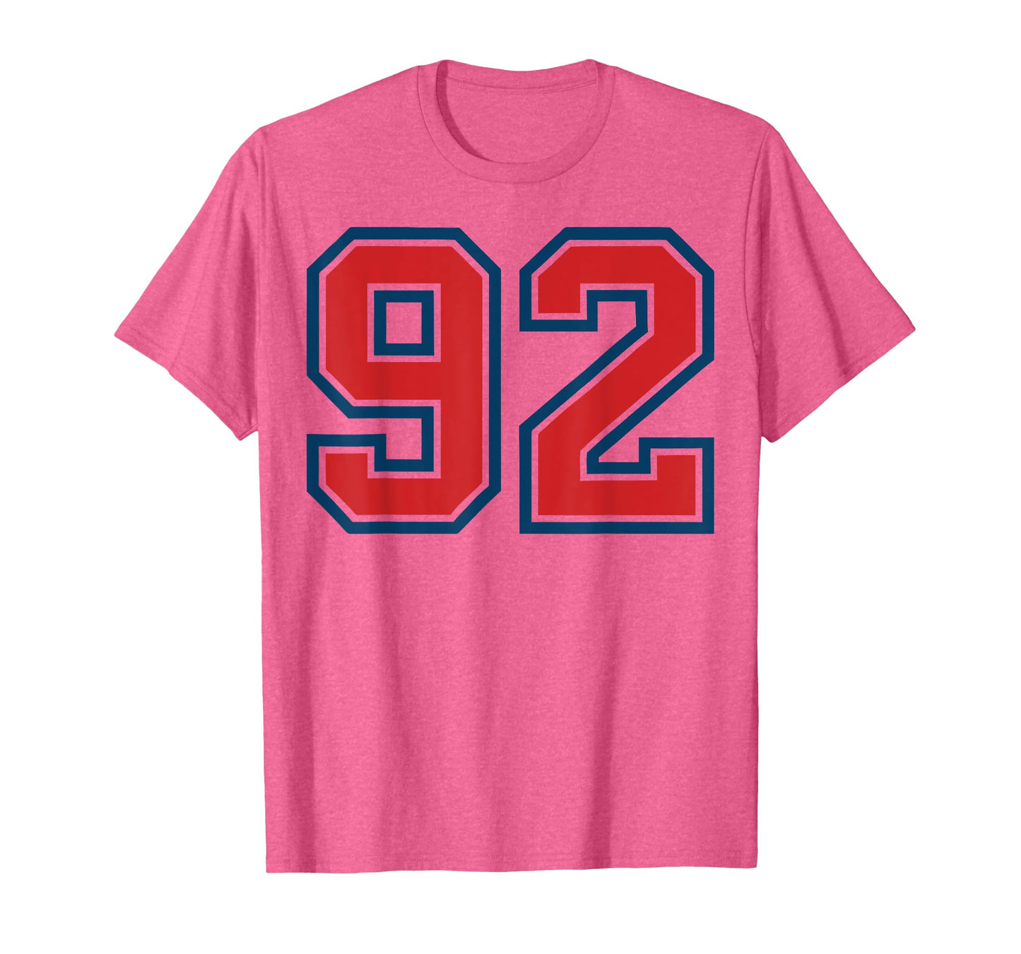 Red and Blue Sports Number 92 Jersey Uniform Player Fan T-Shirt