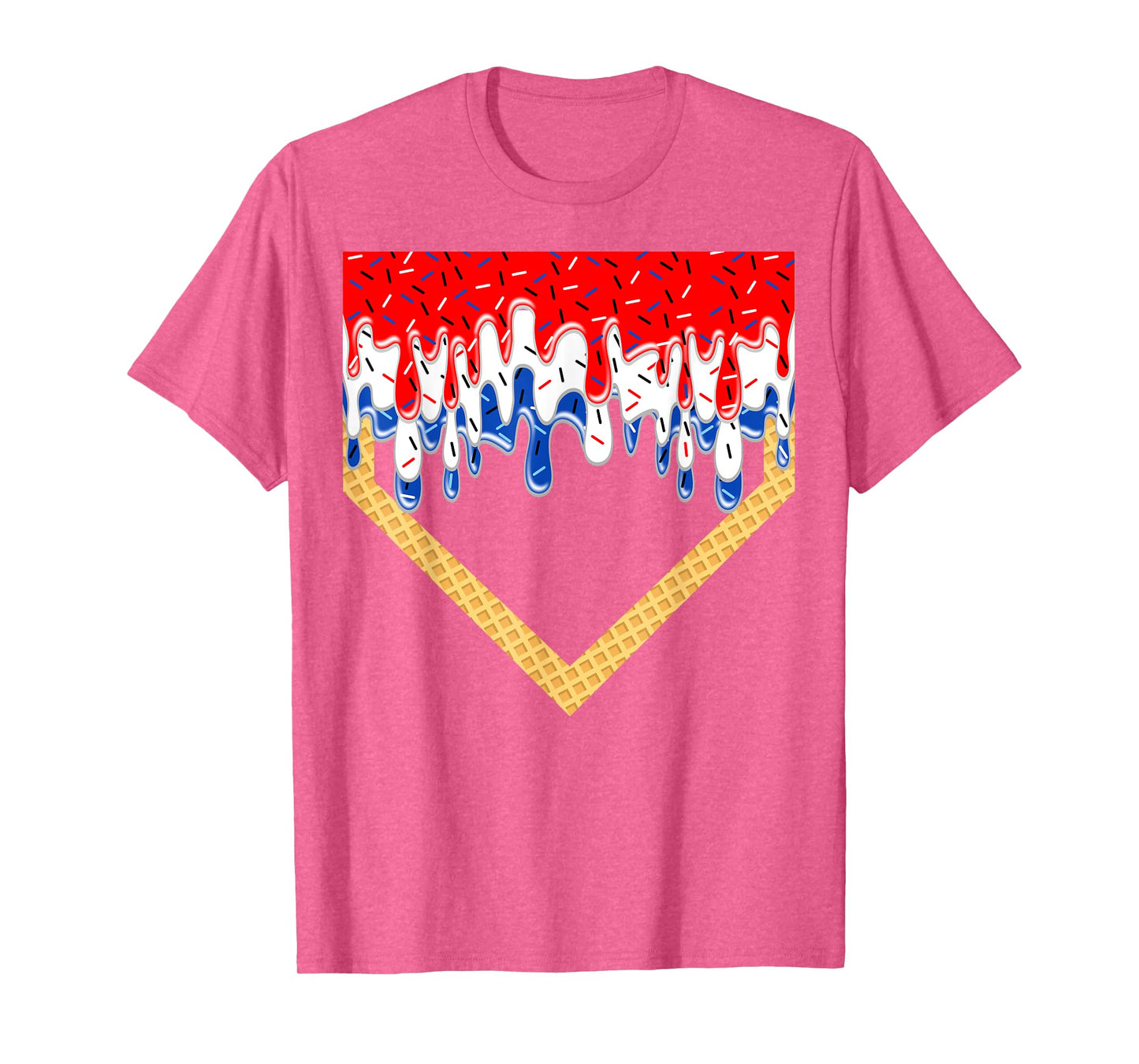 Baseball Drip American Flag Home Plate 4th Of July Patriotic T-Shirt