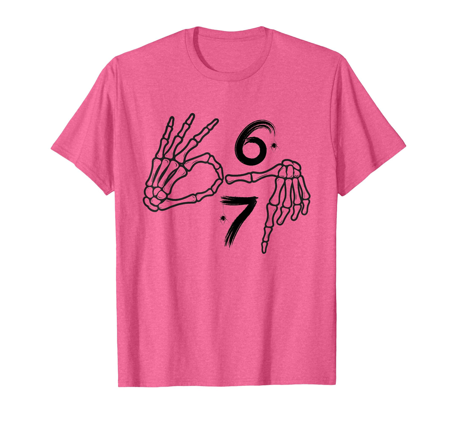 Funny Six Seven 6 7 Meme 67 Skeleton Hand Halloween Costume T-Shirt