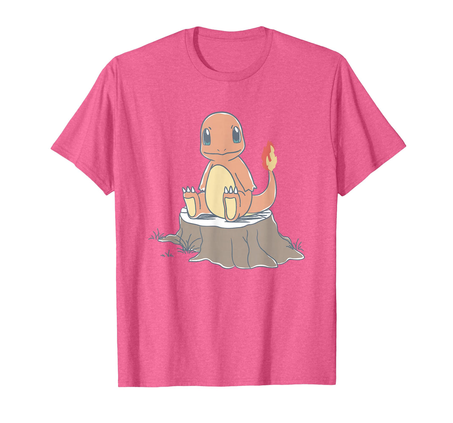 Pokémon Charmander Sitting On Tree Stump Retro Sketch T-Shirt