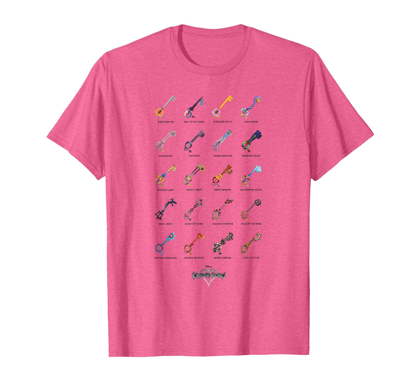 Disney Kingdom Hearts Keyblades with Names T-Shirt T-Shirt