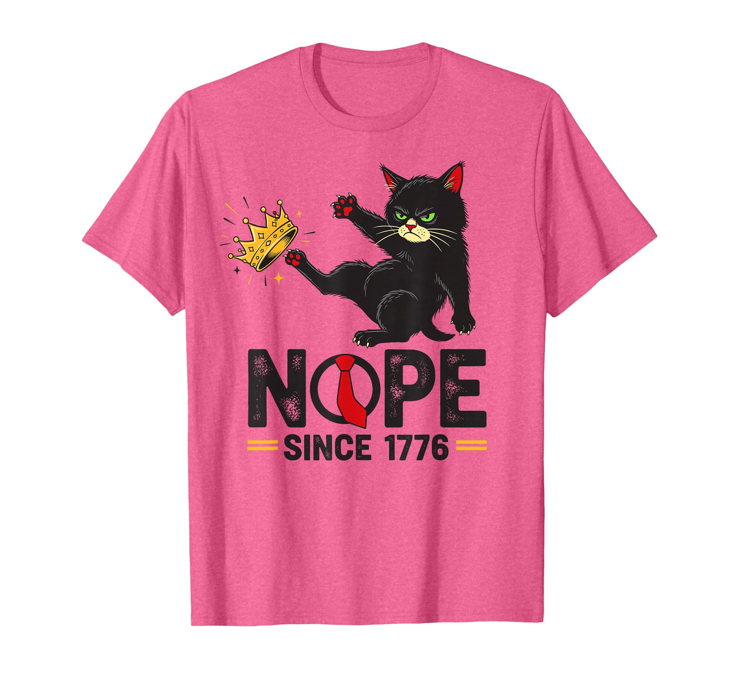 Nope No Kings in America Since 1776 Funny Black Cat T-Shirt