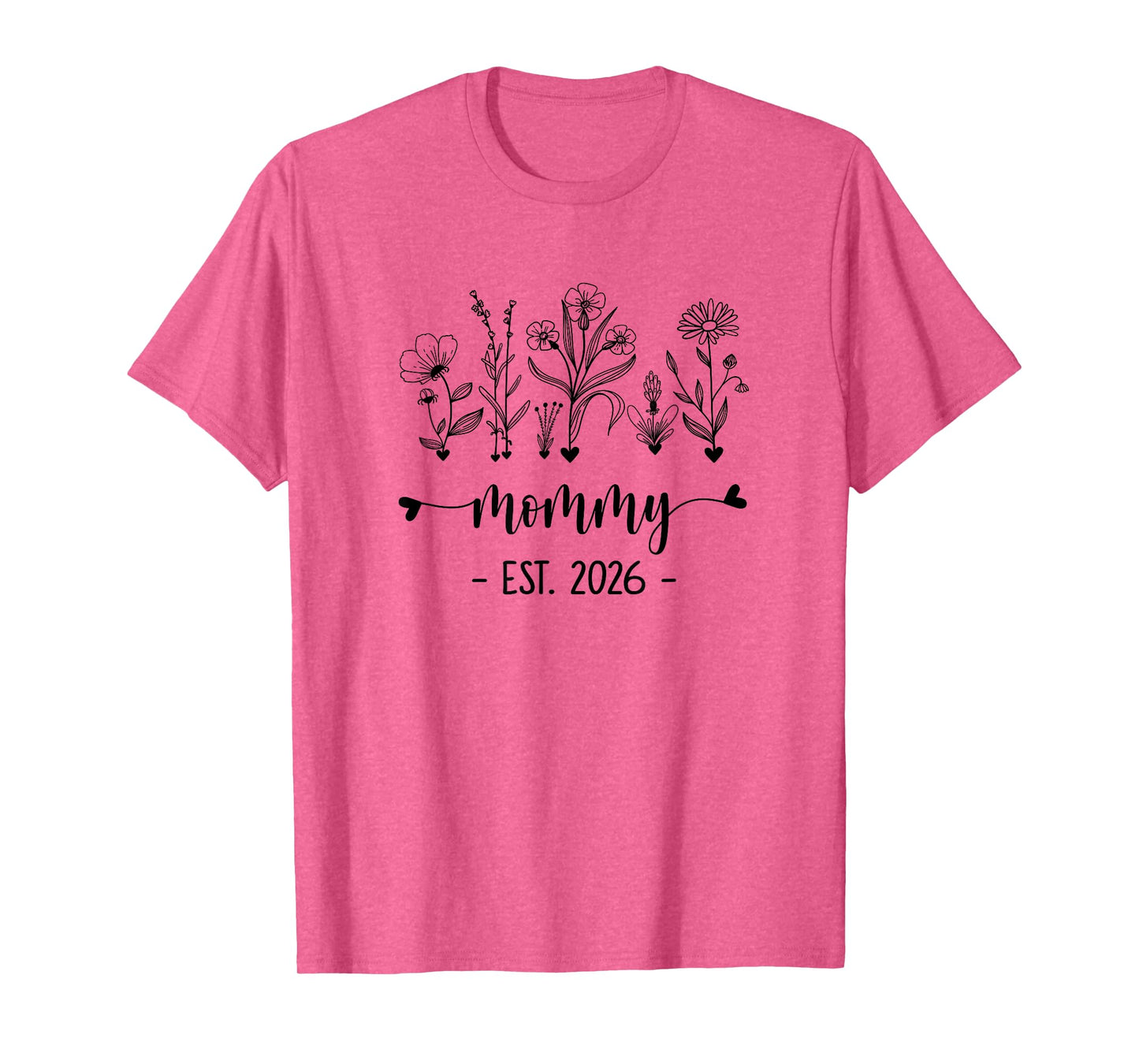 Promoted To Mommy Est 2026 Pregnancy Announcement Flower T-Shirt