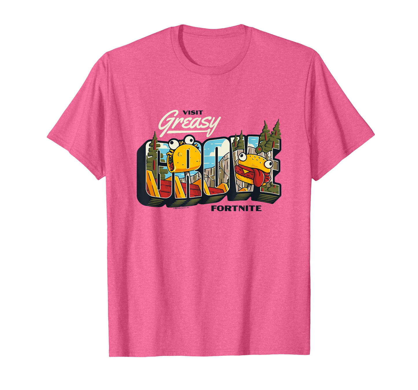 Fortnite Visit Greasy Grove Burr Burger Big Chest Poster T-Shirt