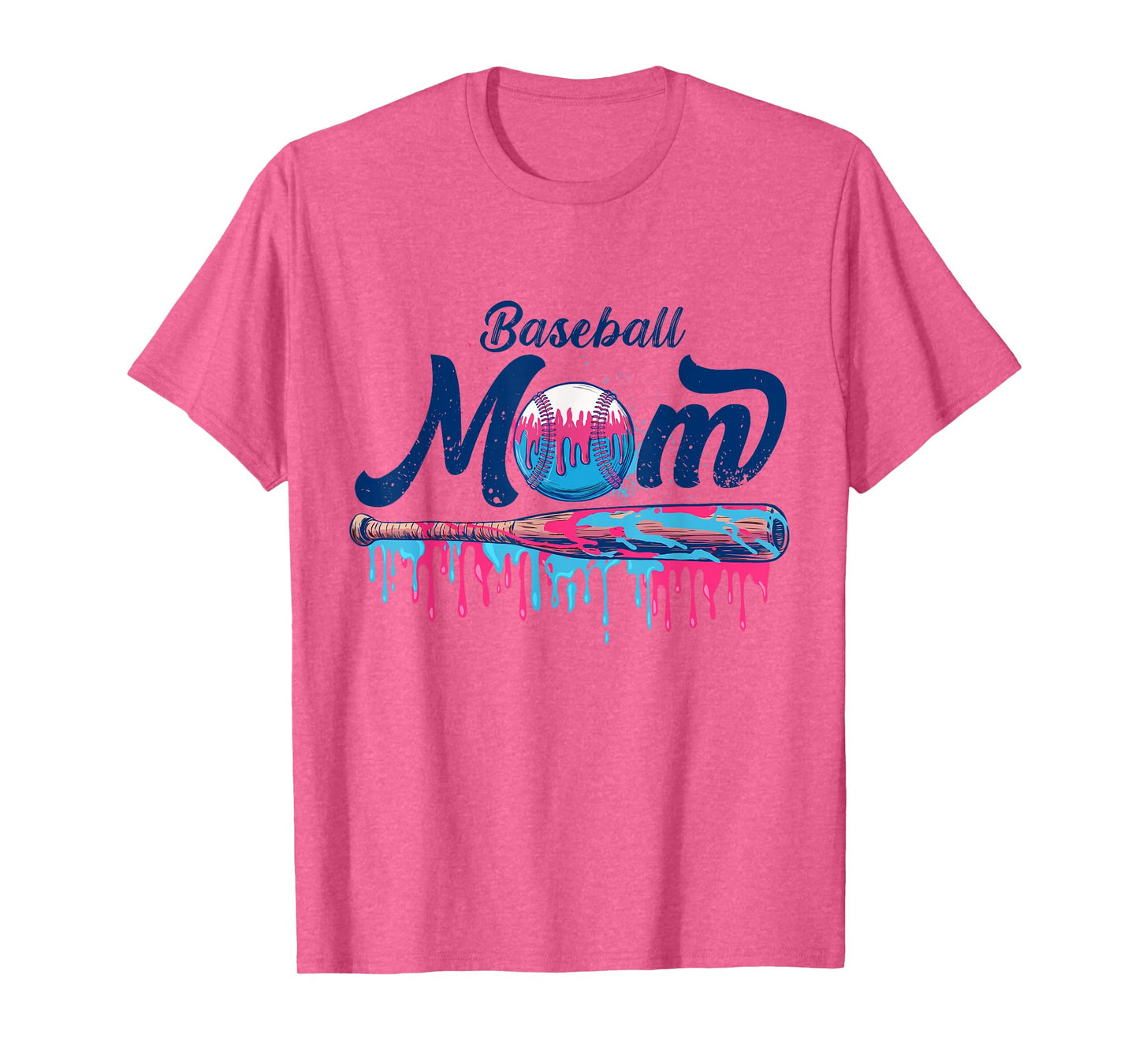 Baseball Drip Ice Cream Dripping Baseball Mom Mothers Day T-Shirt