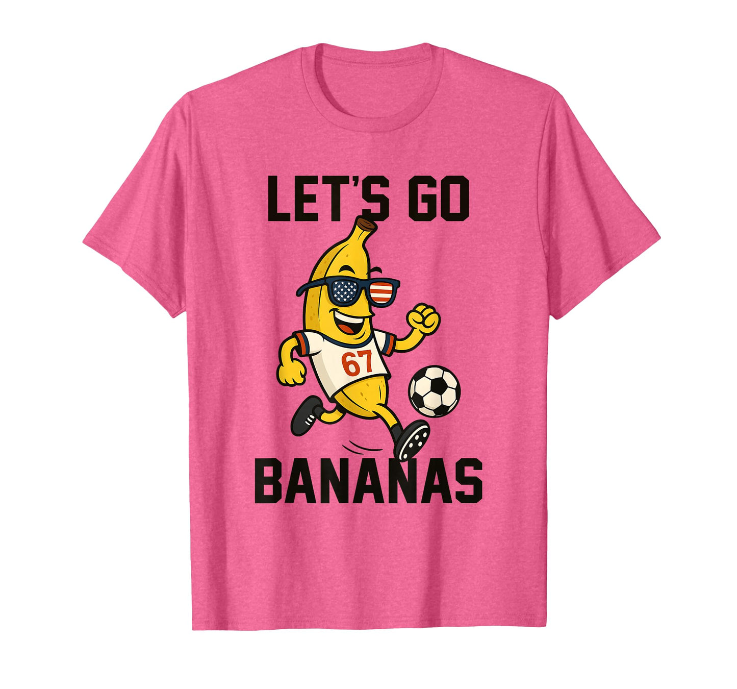 Banana Number 67 Soccer Player Kicking Ball USA Flag Glasses T-Shirt