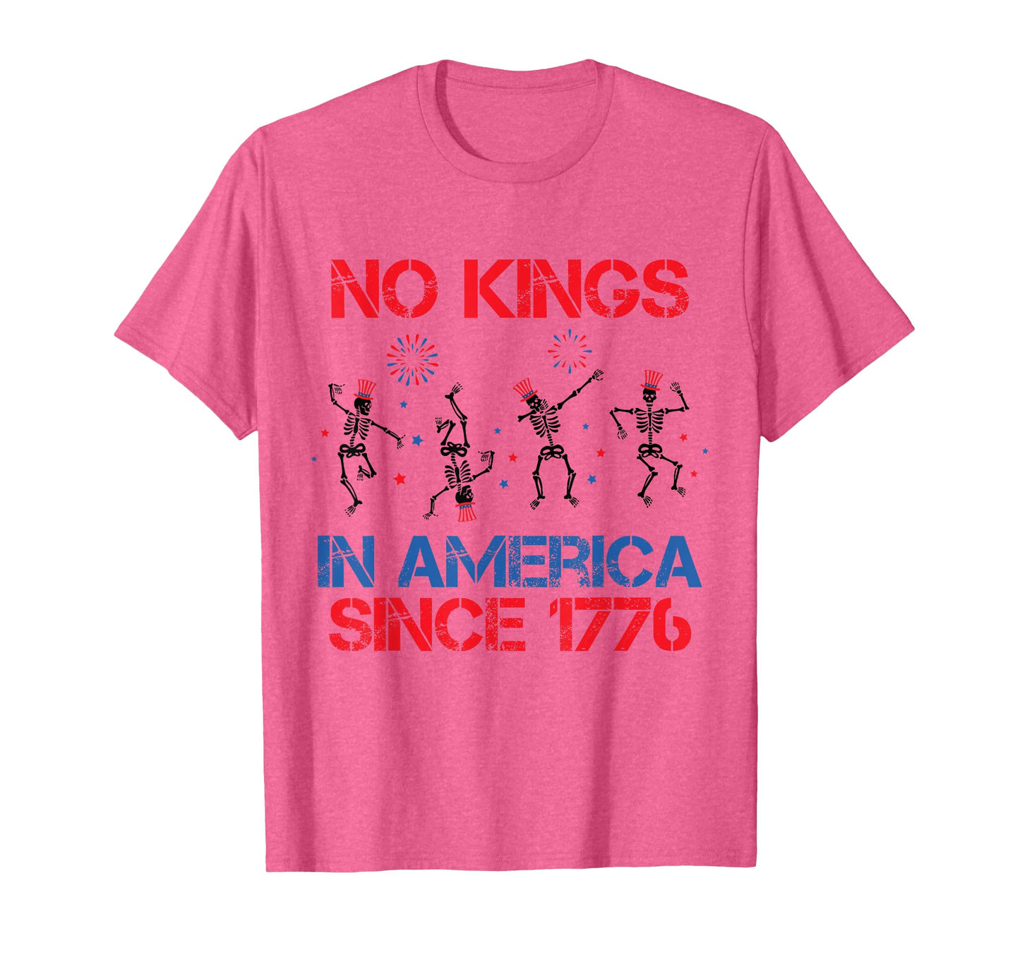 Skeleton USA Flag 4th July No Kings In America Since 1776 T-Shirt