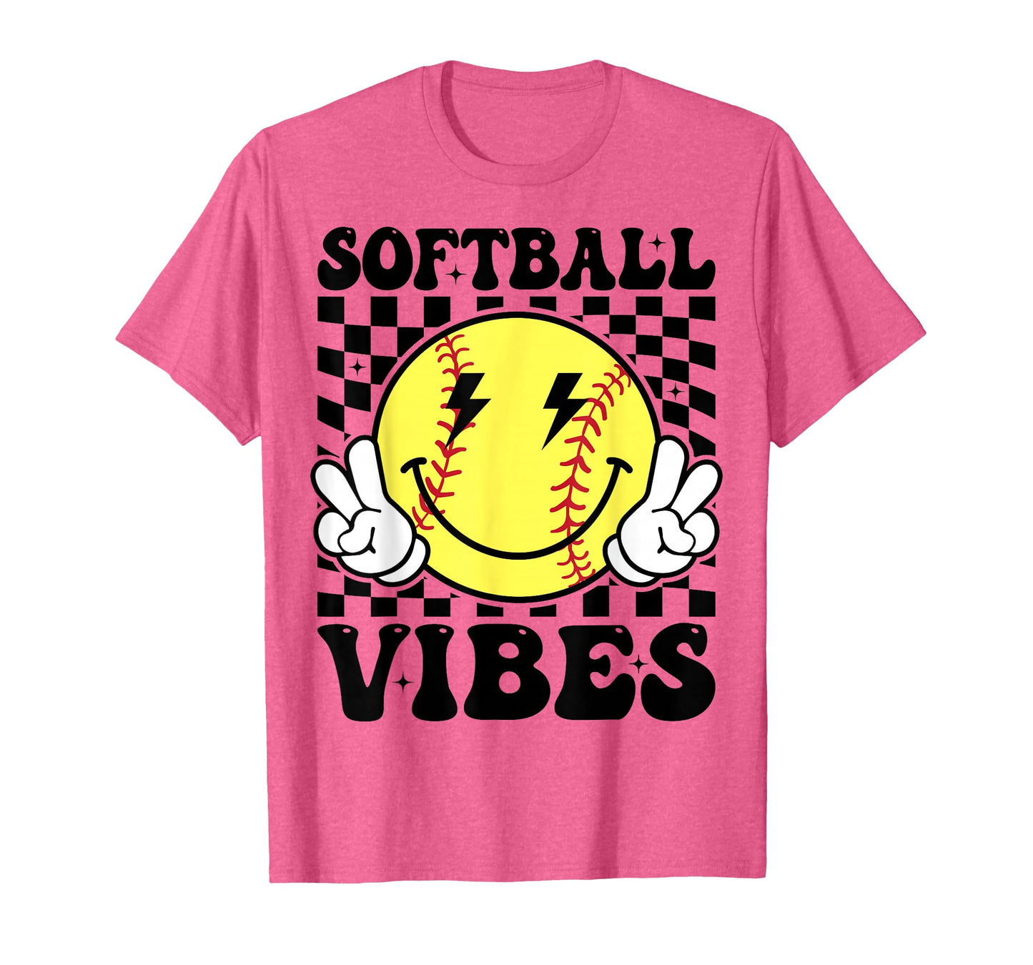 Softball Vibes Softball Retro Groovy Game Day Girls Women T-Shirt