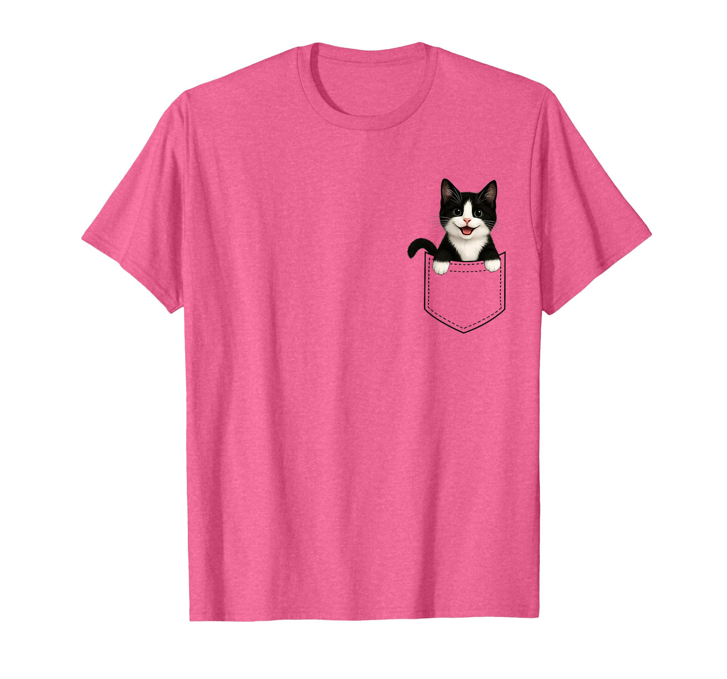 Tuxedo Cat Peeking in Pocket Cute Black and White Cat Lover T-Shirt