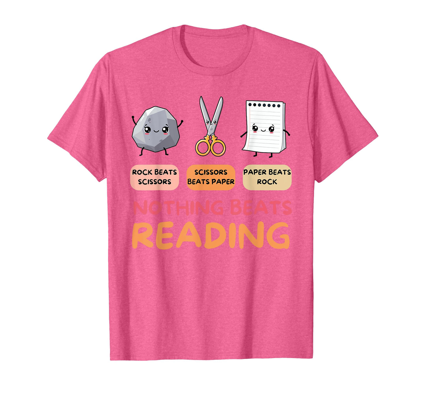 Nothing Beats Reading Rock Paper Scissors Book Lover Teacher T-Shirt