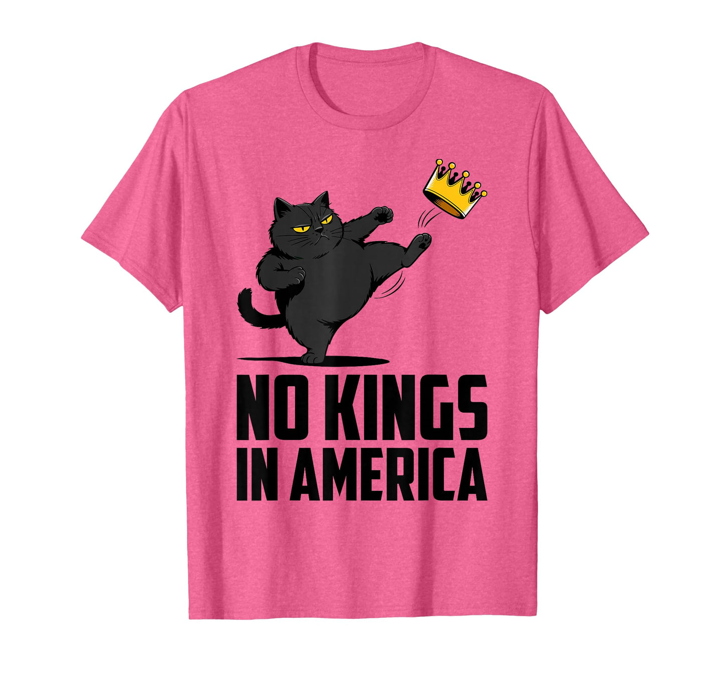 No Kings in America Black Cat Funny Political Meme 4th July T-Shirt