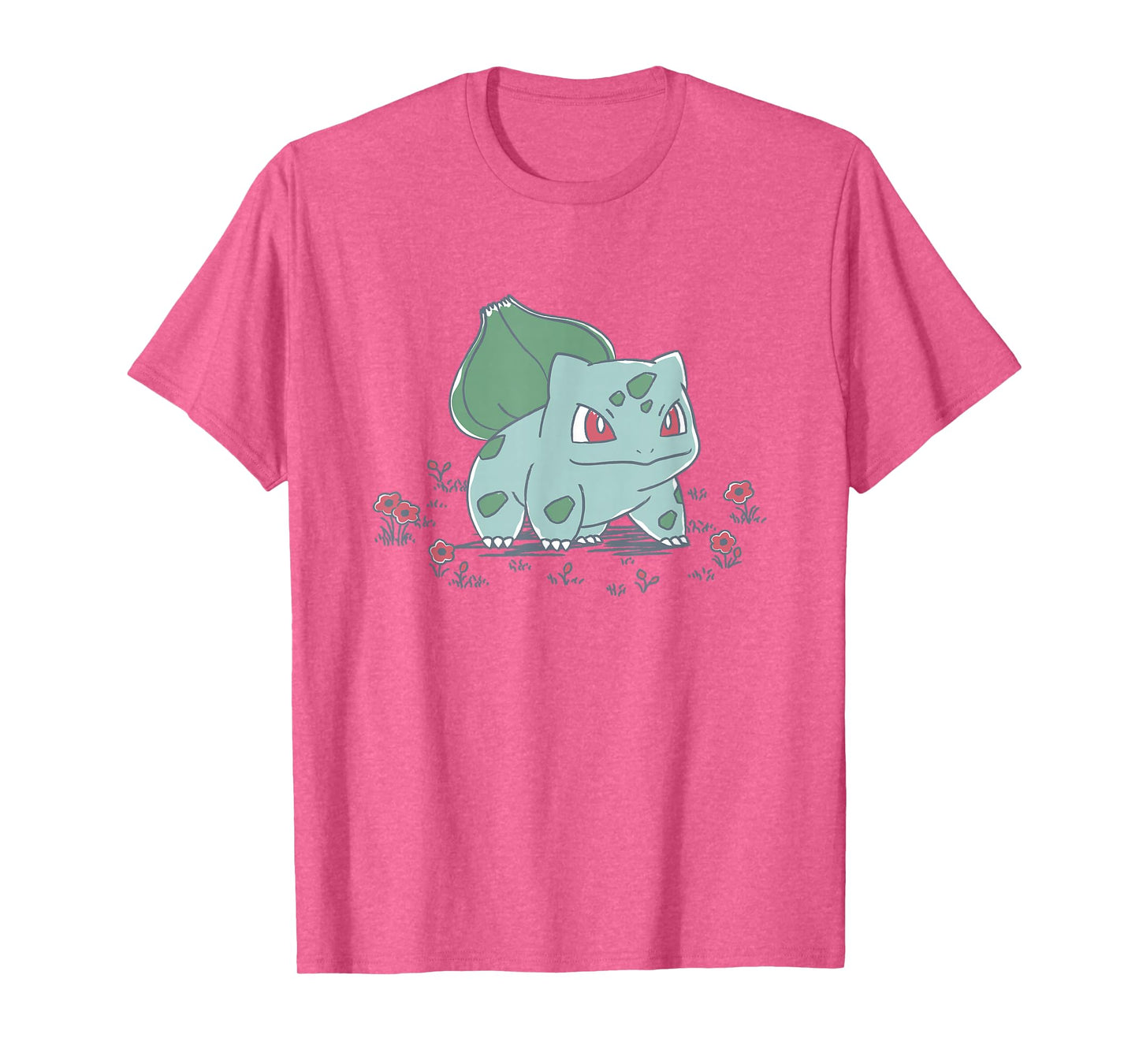 Pokémon Bulbasaur Standing In Flower Garden Retro Sketch T-Shirt