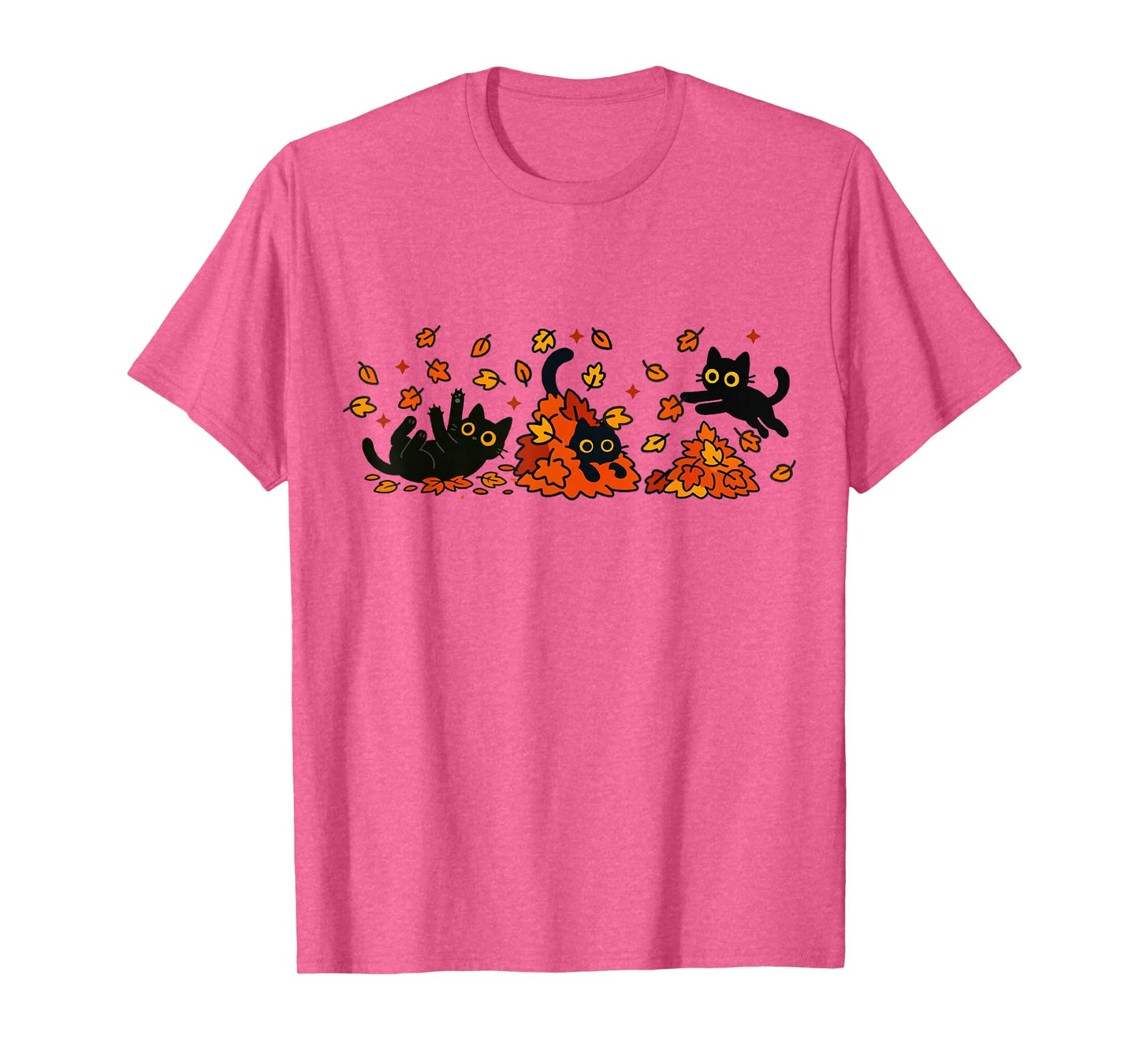 Retro Black Cats Fall Autumn Vibe Leaves Falling T-Shirt