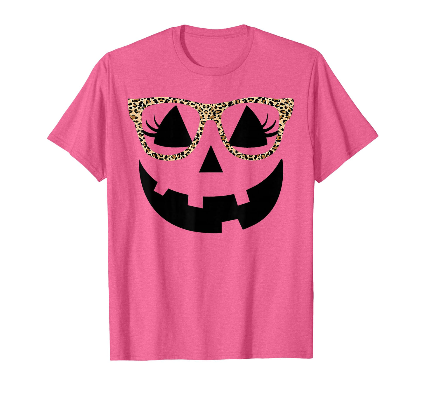 Jack O Lantern Face Pumpkin Hallowen Leopard Glasses T-Shirt