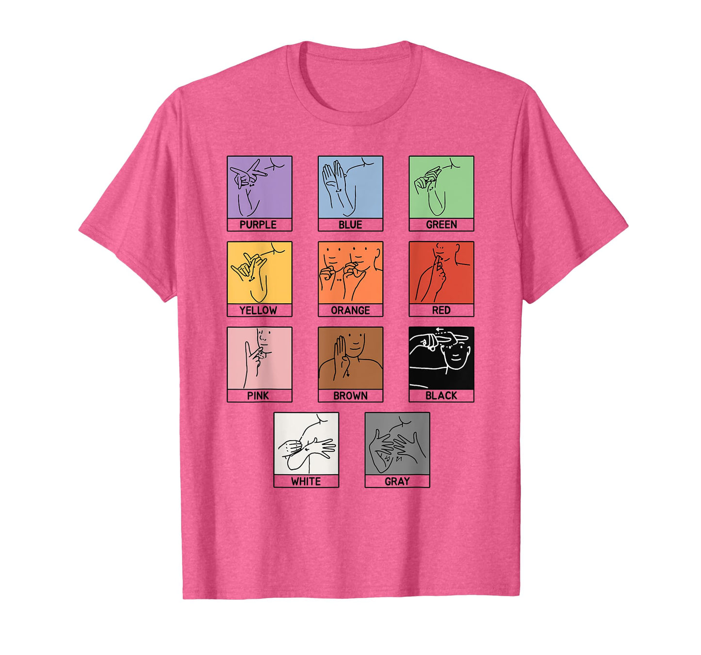 Colors ASL Sign Language Deaf Sign Language Simple Asl T-Shirt