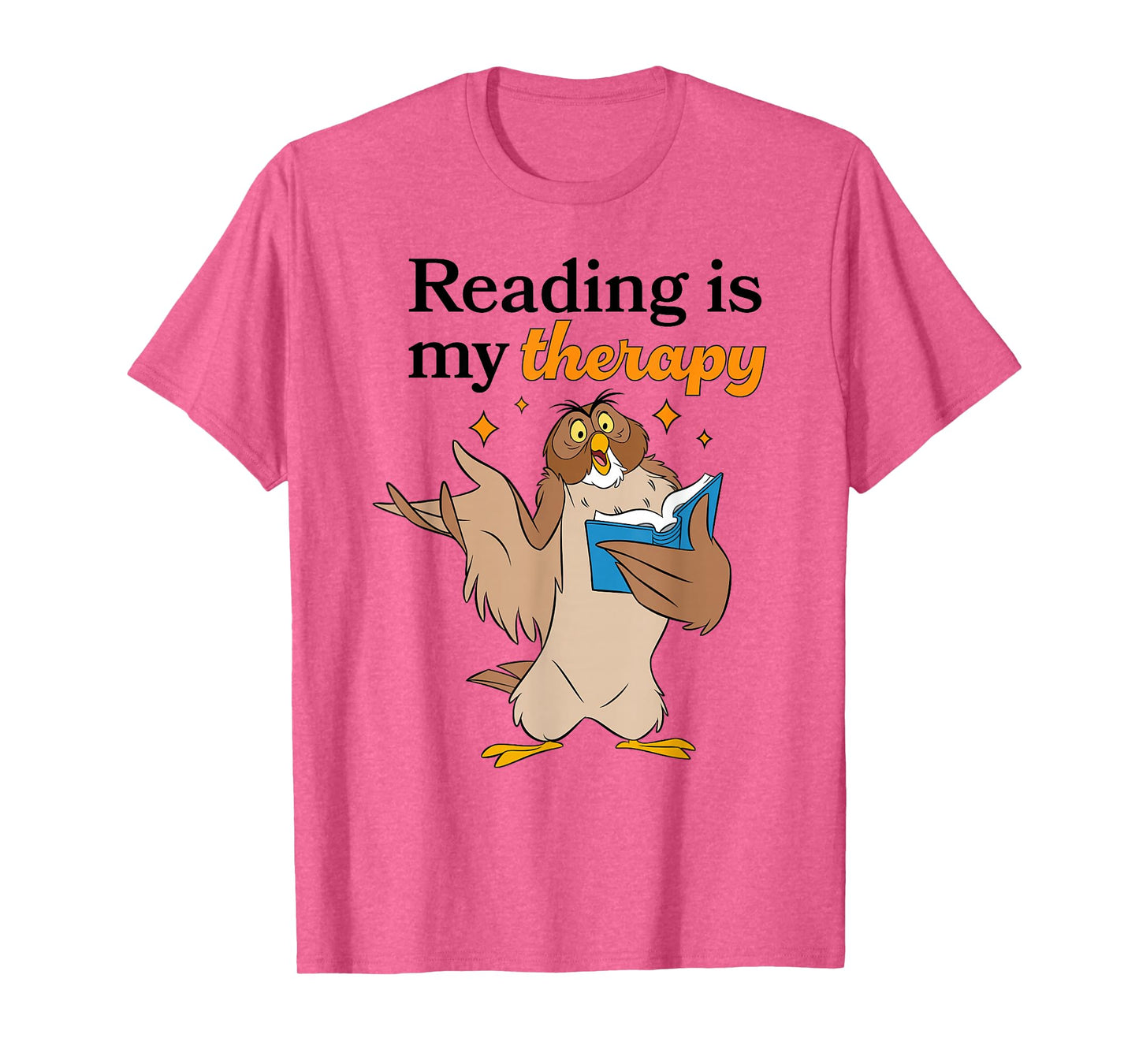 Disney Winnie the Pooh Reading Is My Therapy Owl Logo T-Shirt