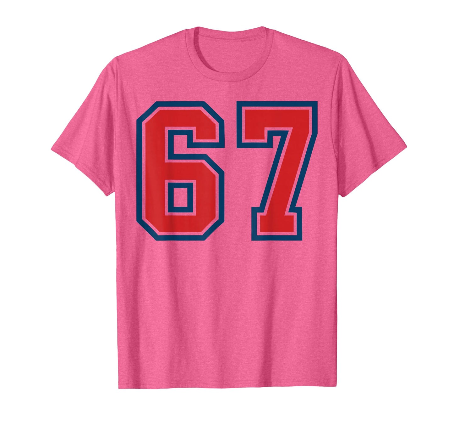 Red and Blue Sports Number 67 Jersey Uniform Player Fan T-Shirt