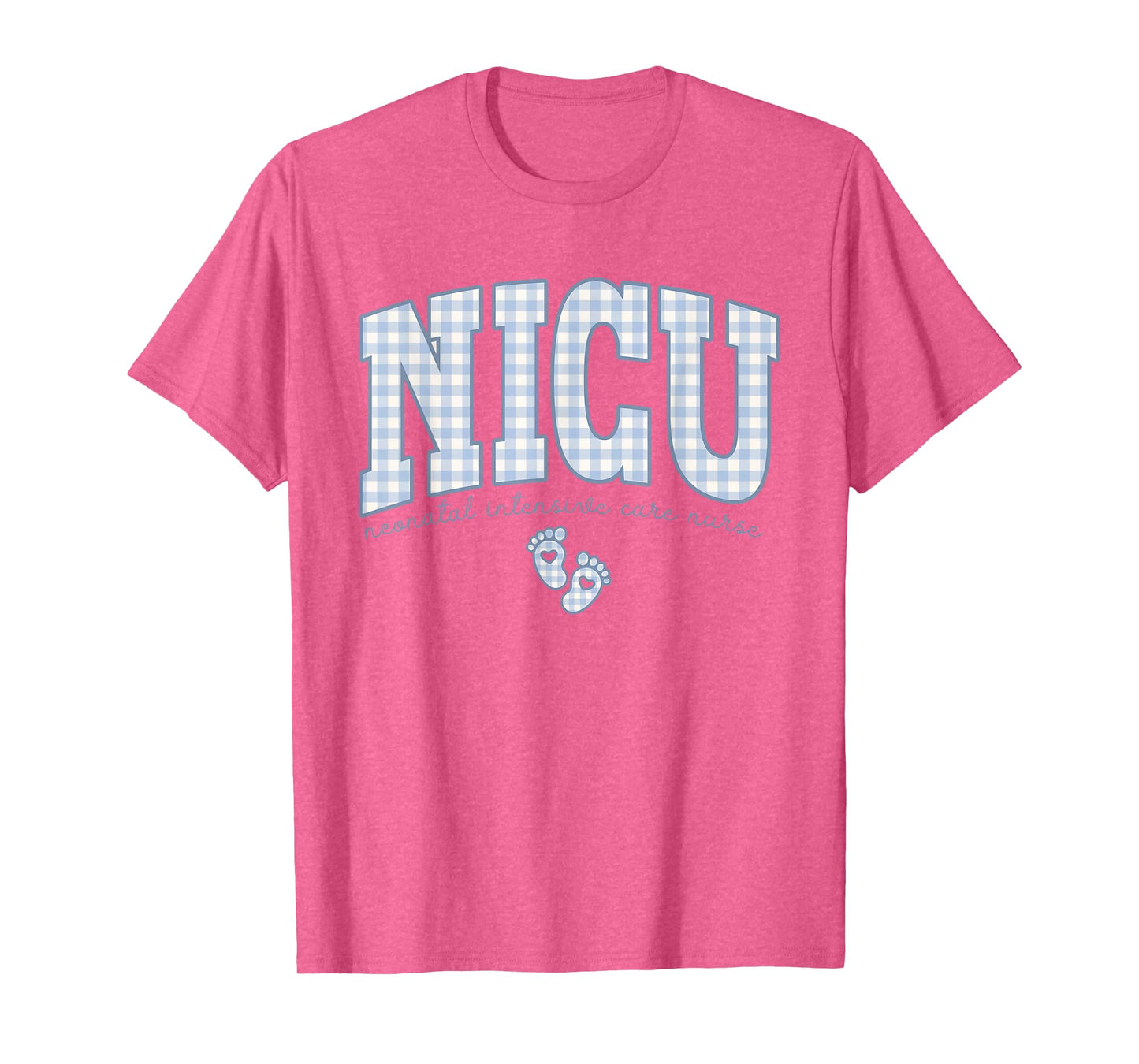 Women NICU Neonatal Intensive Care Nurse NICU Nurse Gingham T-Shirt