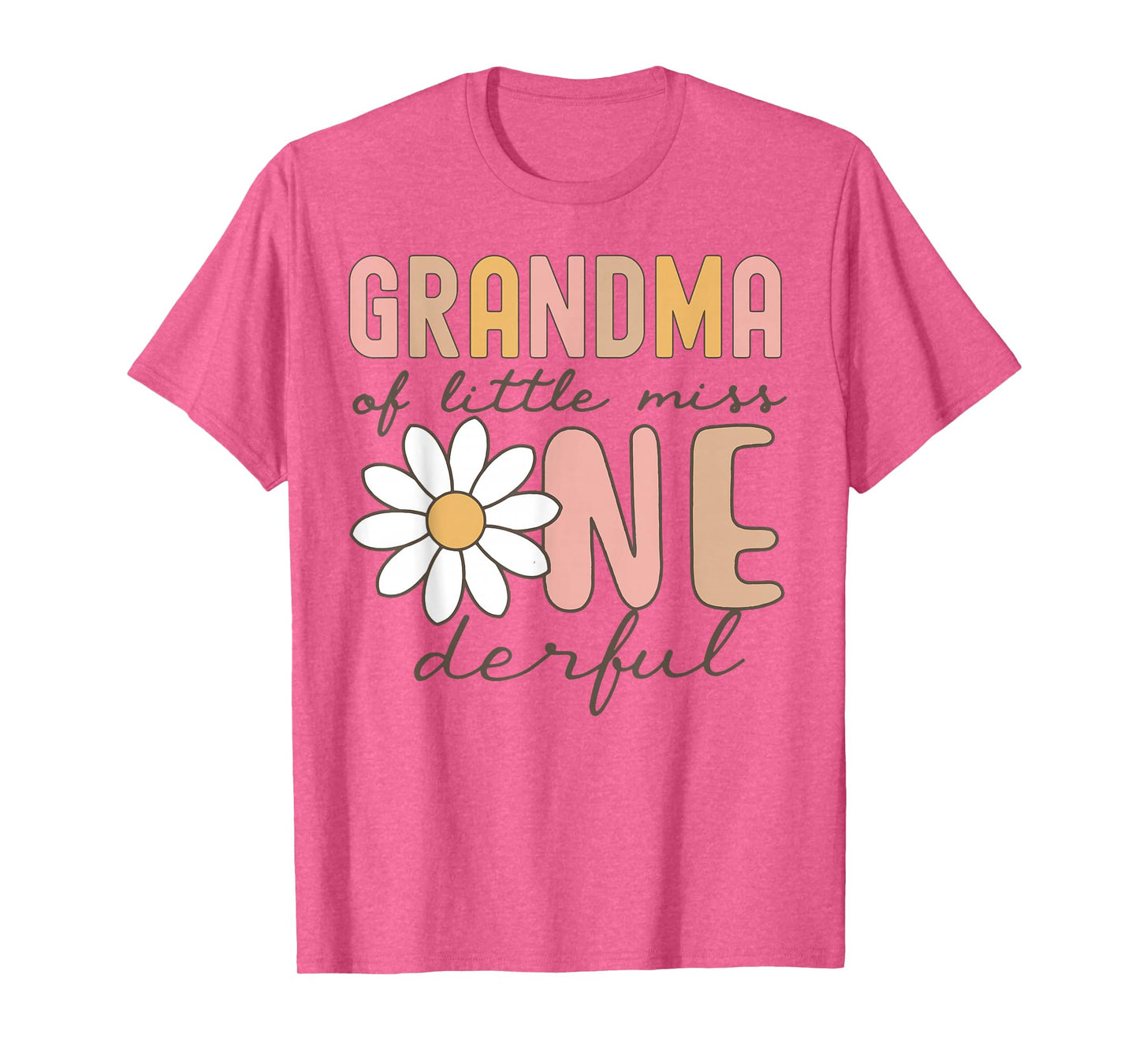 Grandma of Little Miss Onederful First Birthday Daisy Family T-Shirt