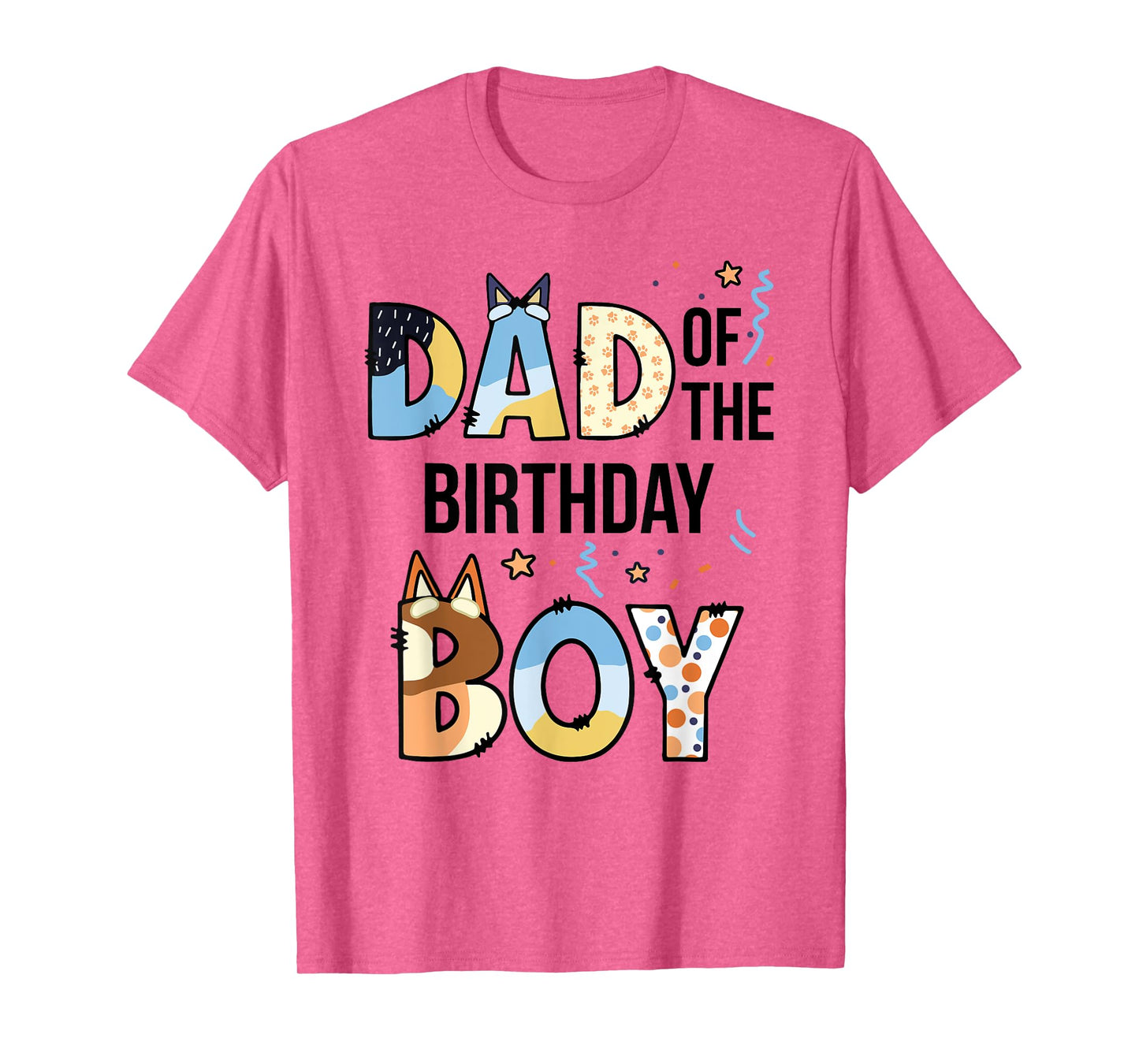 Dad Of The Birthday Boy Party Blue Dog Lover Matching T-Shirt