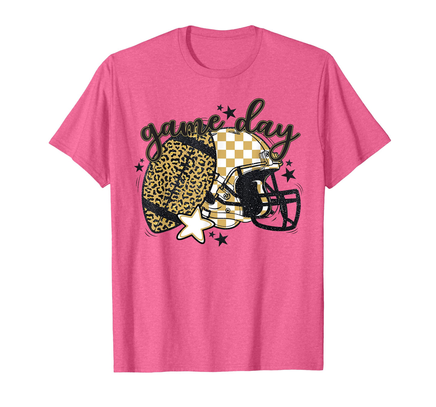 Yellow Leopard Game Day Football Touchdown Season Men Boys T-Shirt