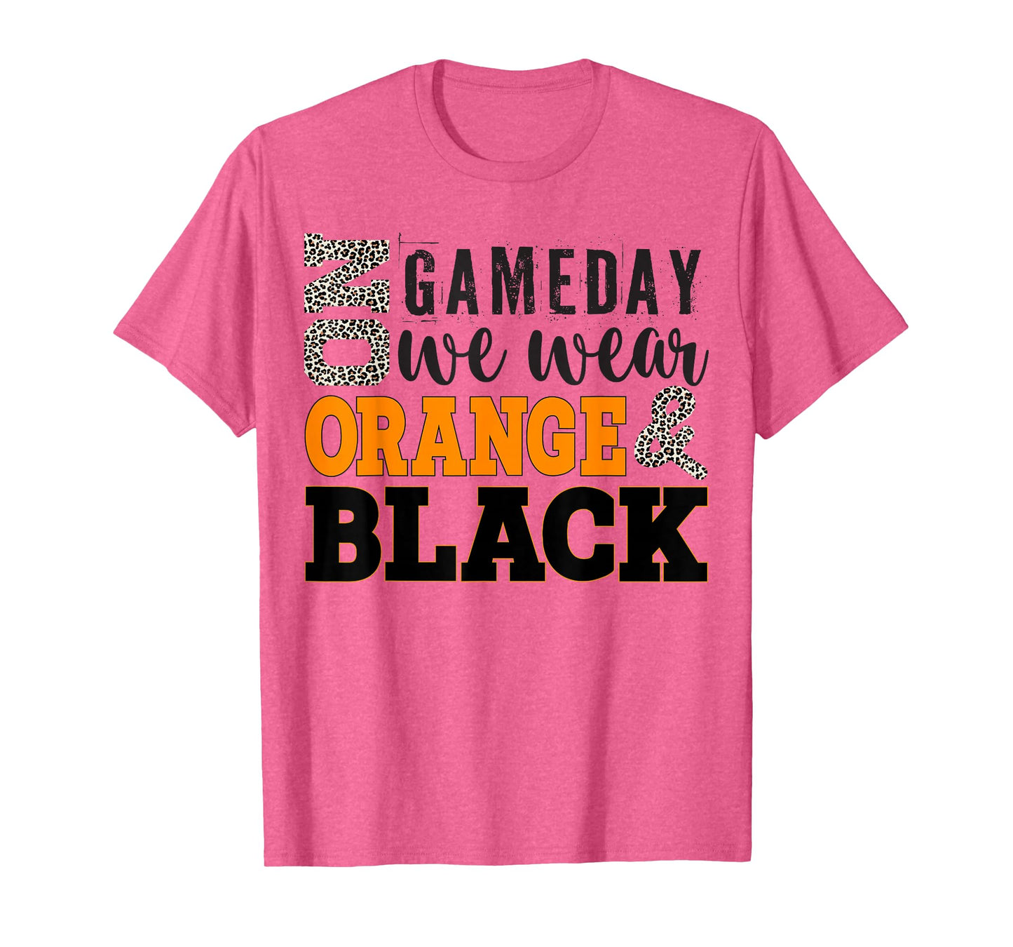 On Gameday Football We Wear Orange And Black Leopard Print T-Shirt