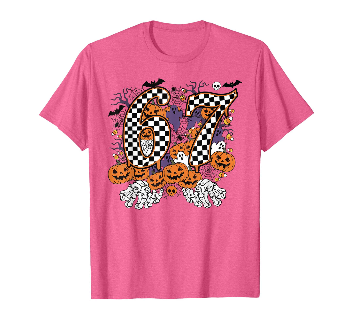 Halloween Autumn Six Seven Meme 6 7 Skeleton Spooky Costume T-Shirt