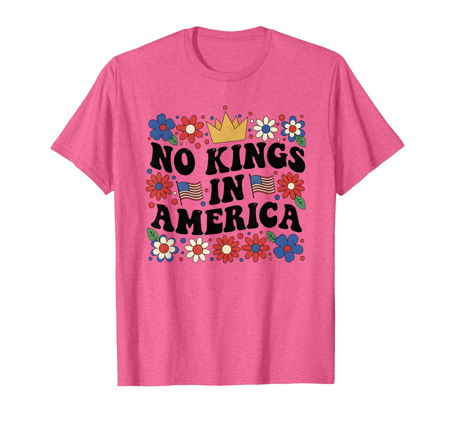 Floral No Kings in America Women Democracy 4th July No Kings T-Shirt