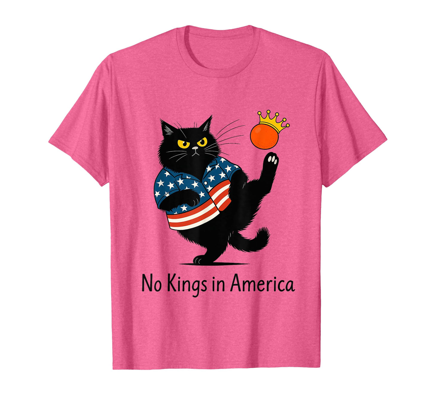 No Kings In America Black Cat We The People Political T-Shirt