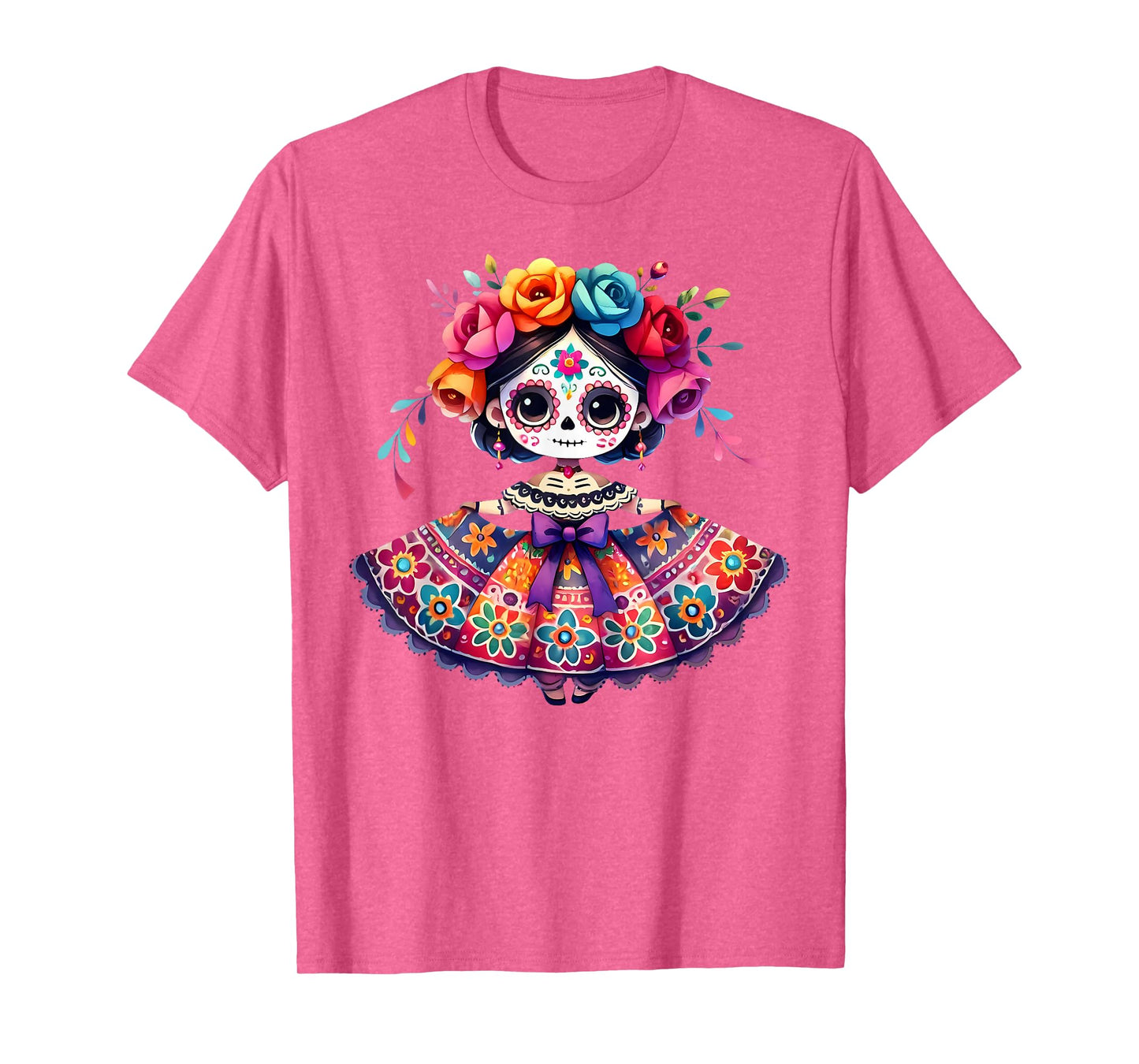 Day The Dead Little Girl Skeleton Dia De Los Muertos Kids T-Shirt