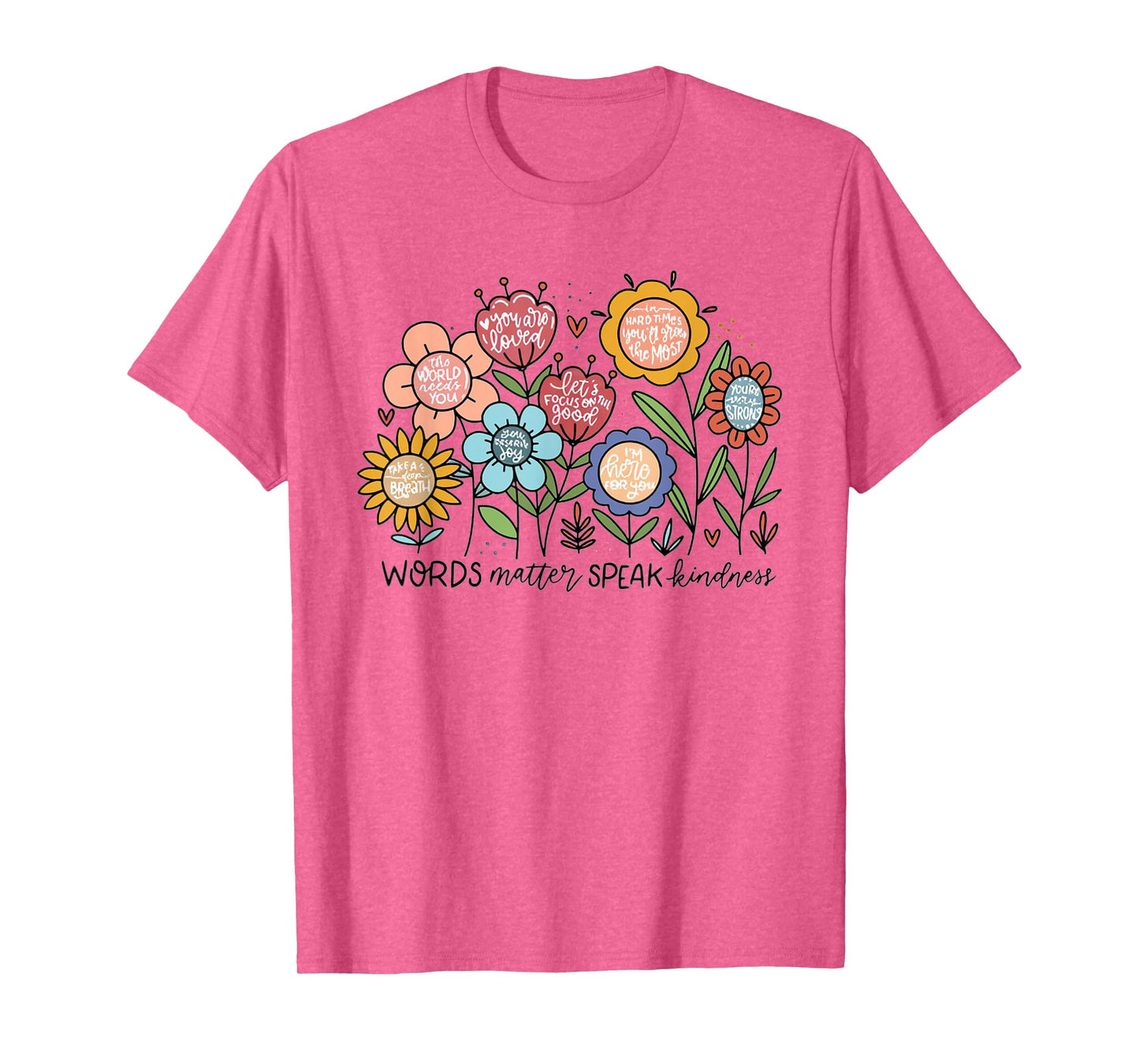Words Matter Speak Kindness Boho Floral Sped Teacher T-Shirt
