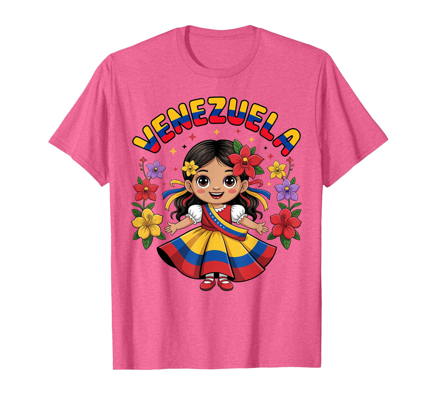 Cute Venezuela Girl Traditional Dress Colorful Art Kids T-Shirt