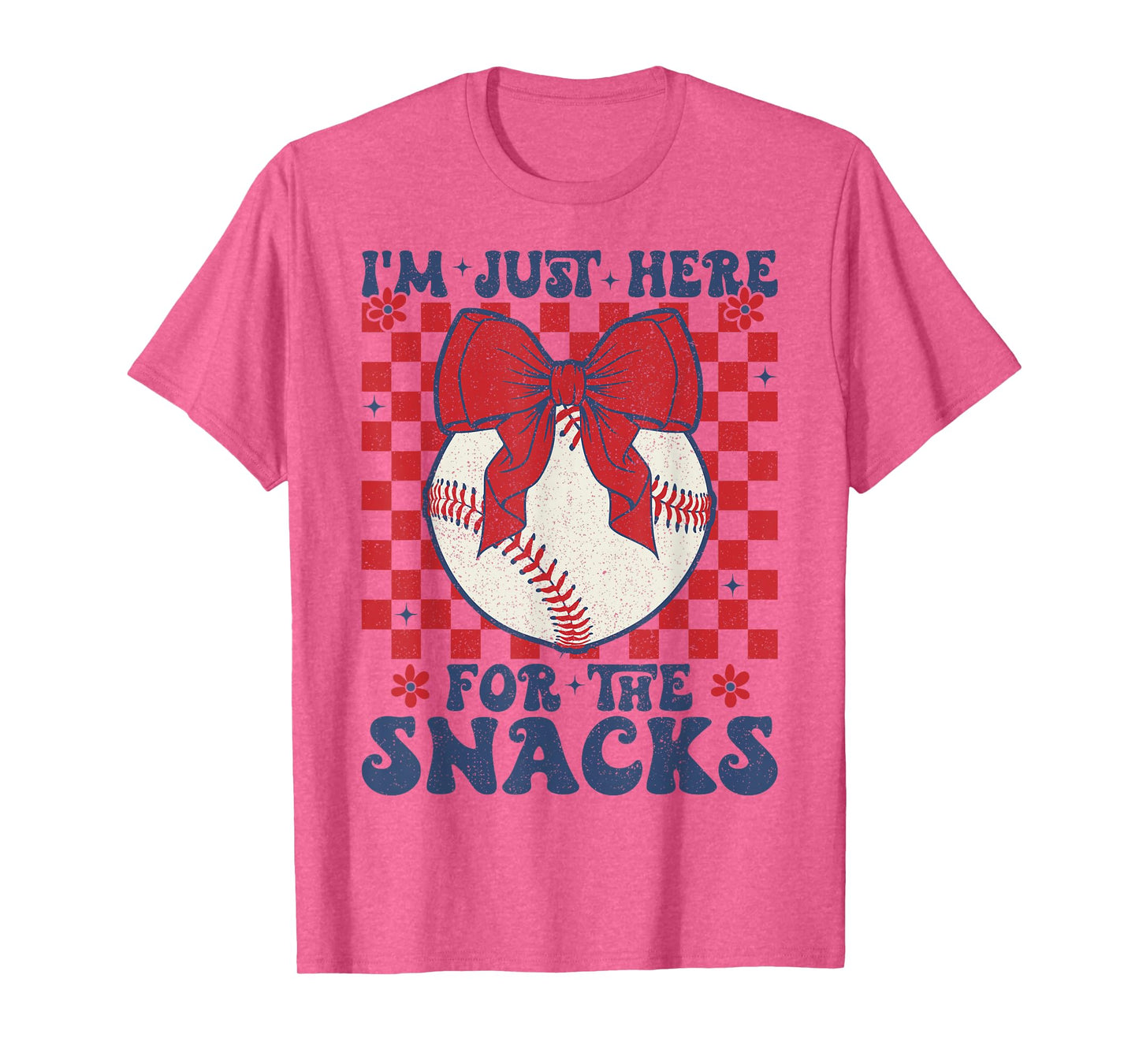 Retro Baseball Sister I'm Just Here for the Snacks Girls Mom T-Shirt