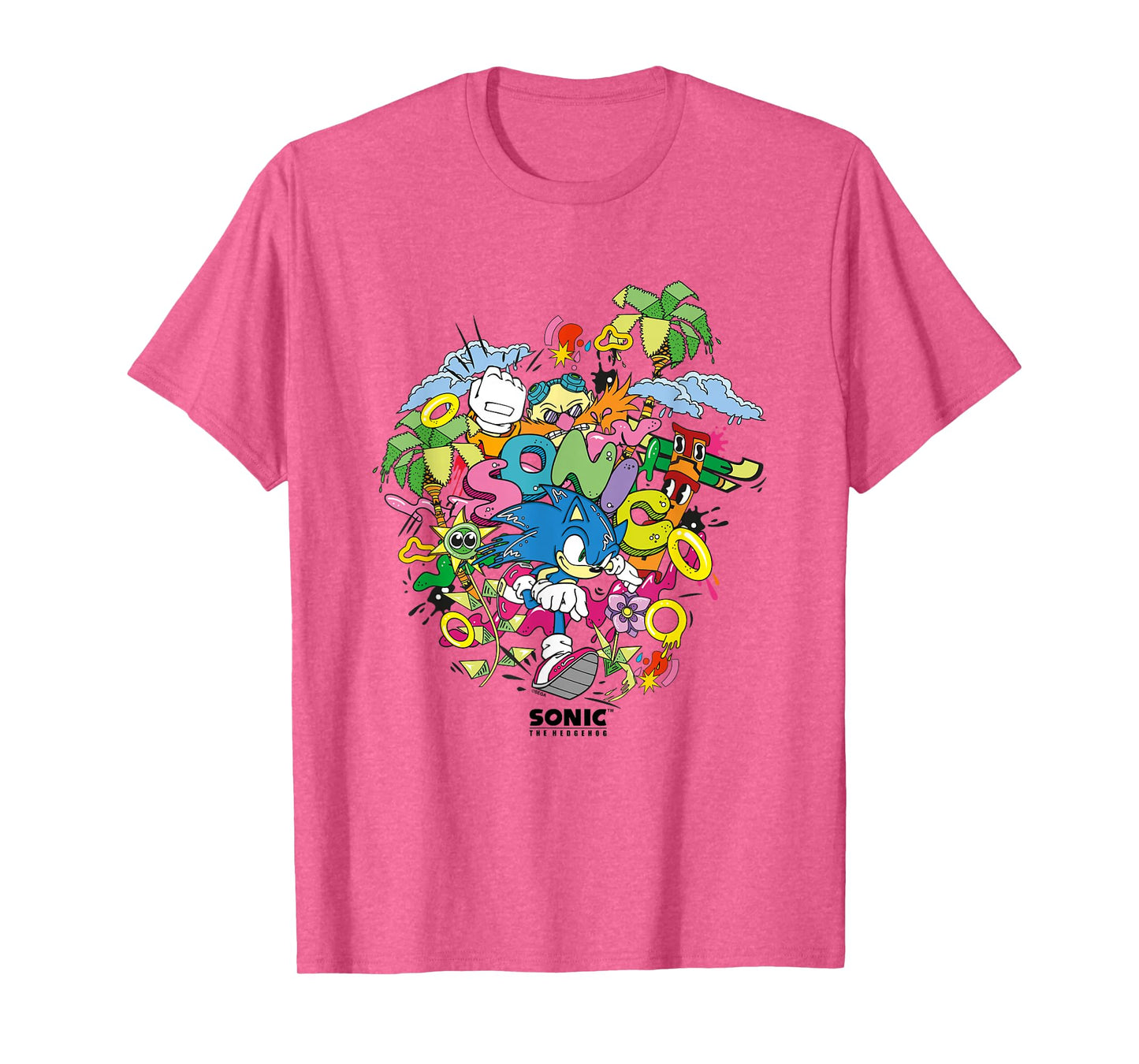 Sonic The Hedgehog Ruining Eggman's Plan Colorful Collage T-Shirt
