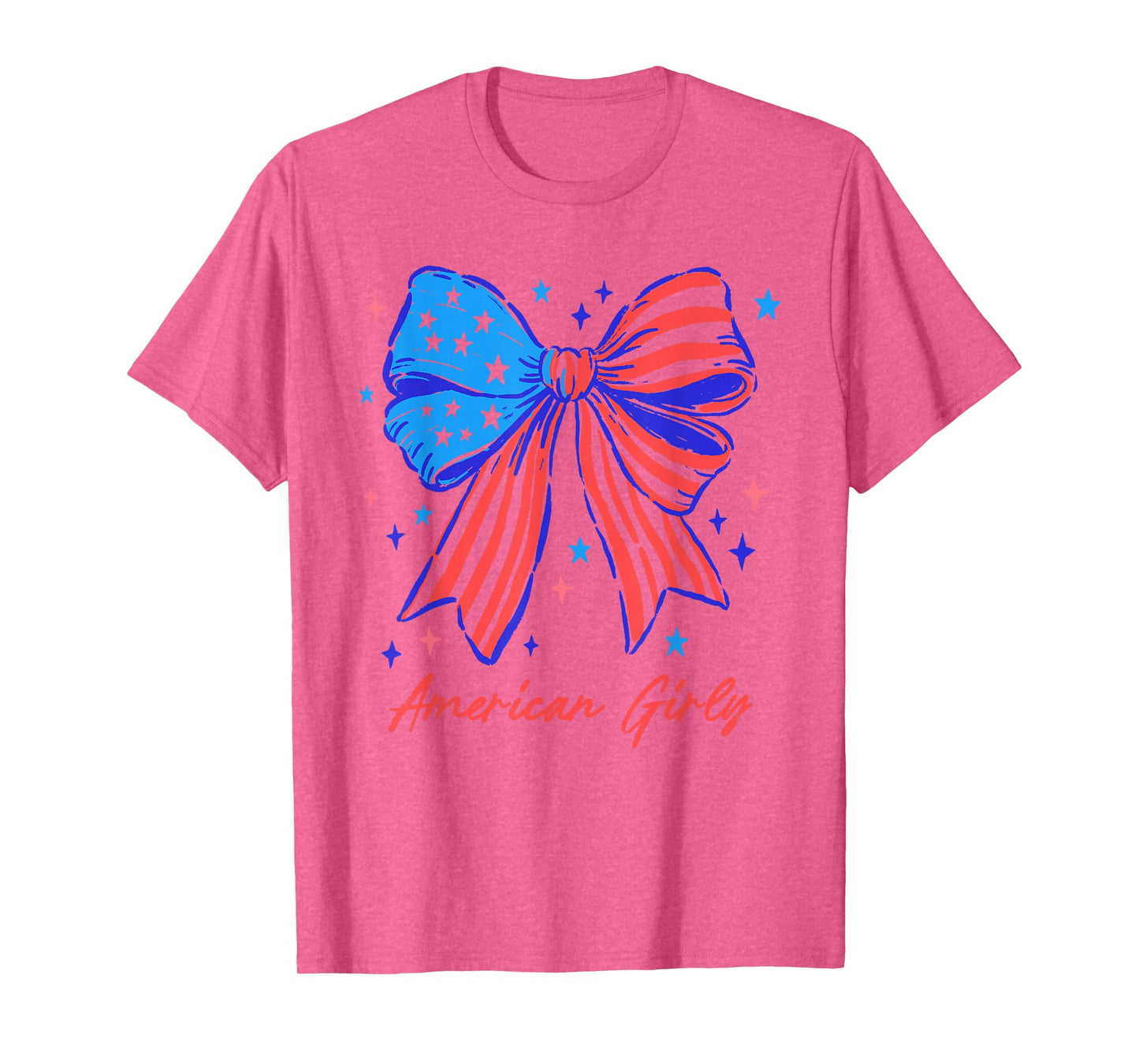 Coquette Bow USA Patriotic American Flag 4th of July Girl T-Shirt