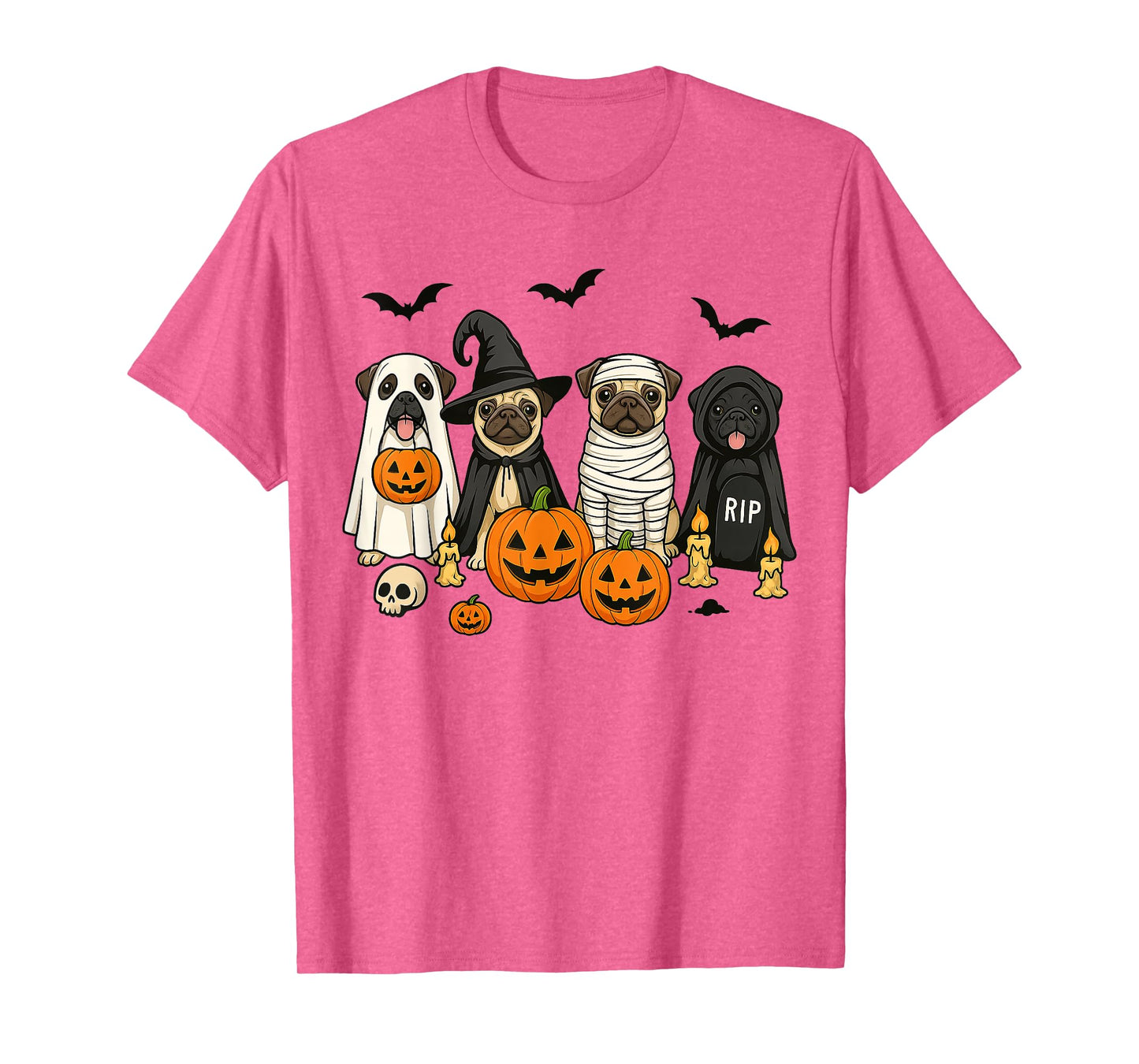 Spooky Pug Halloween Outfit for Dog Lovers Family Men Women T-Shirt