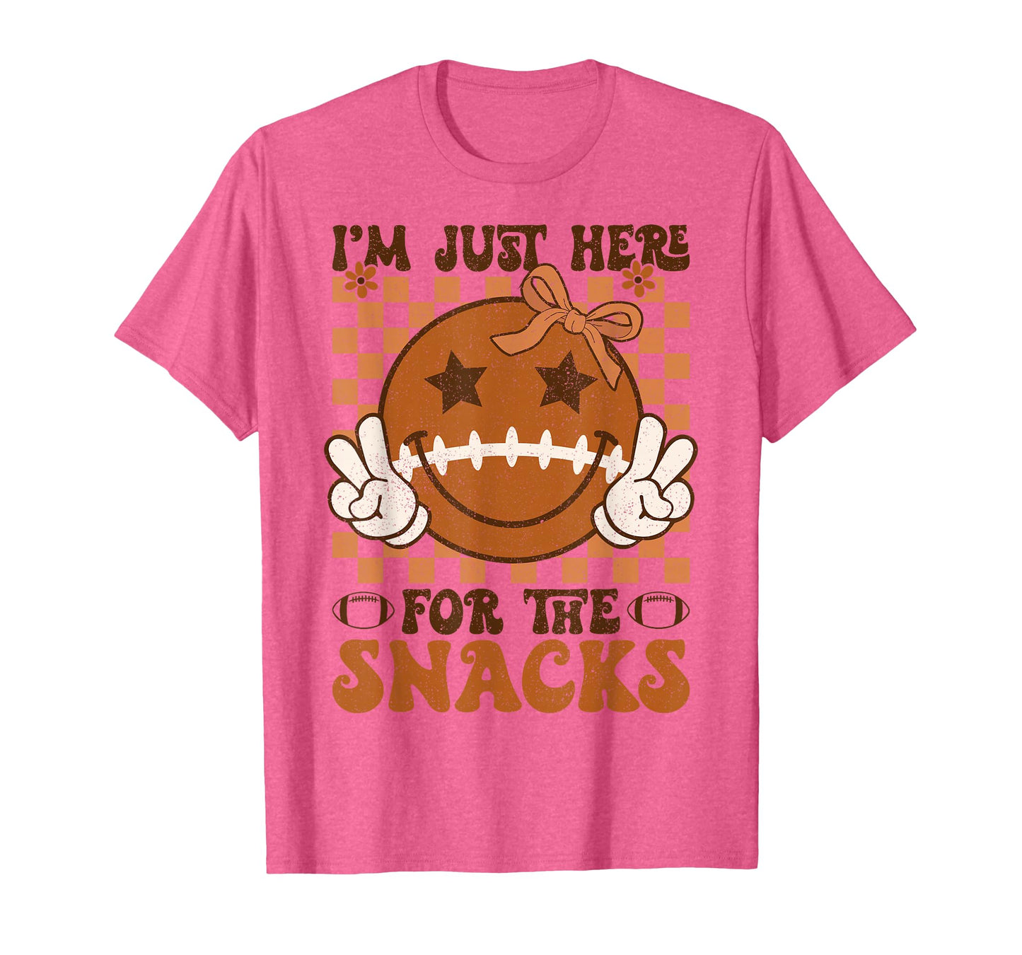 I'm Just Here for The Snacks Football Retro Game Day Girls T-Shirt