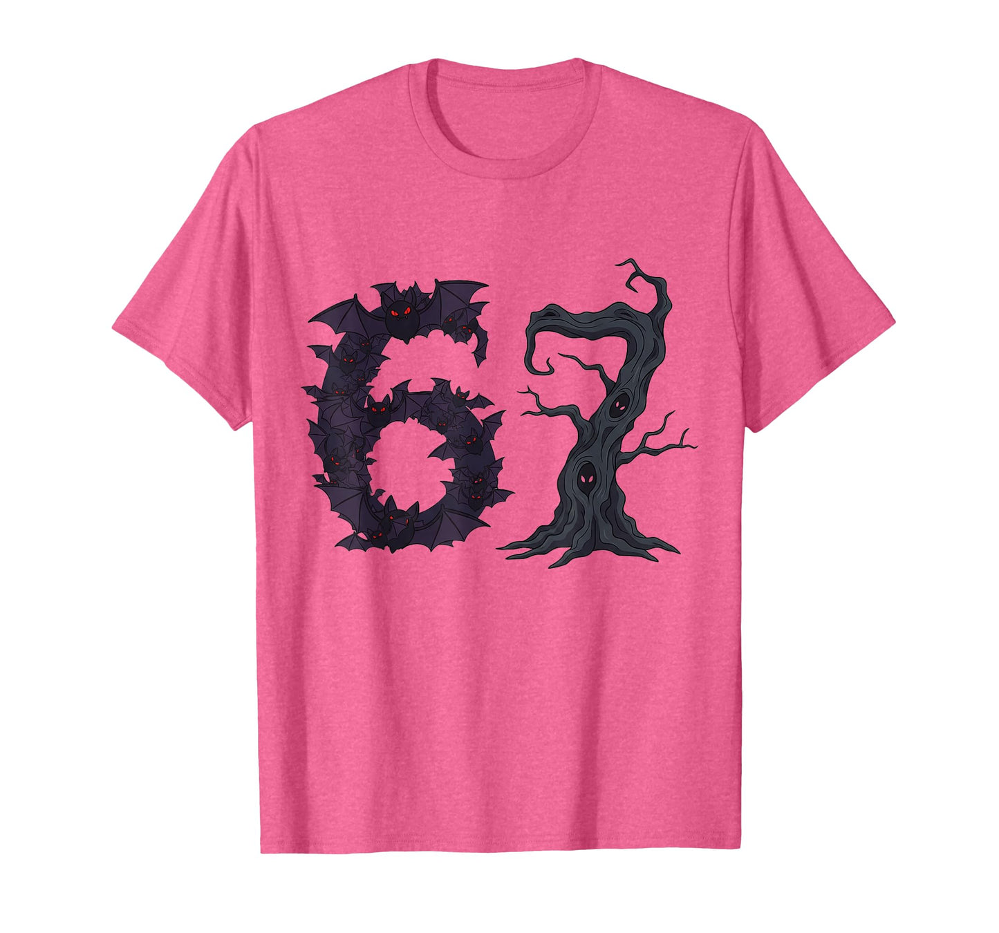Creepy Tree and Spooked Bats Funny Teacher 67 Halloween 6-7 T-Shirt