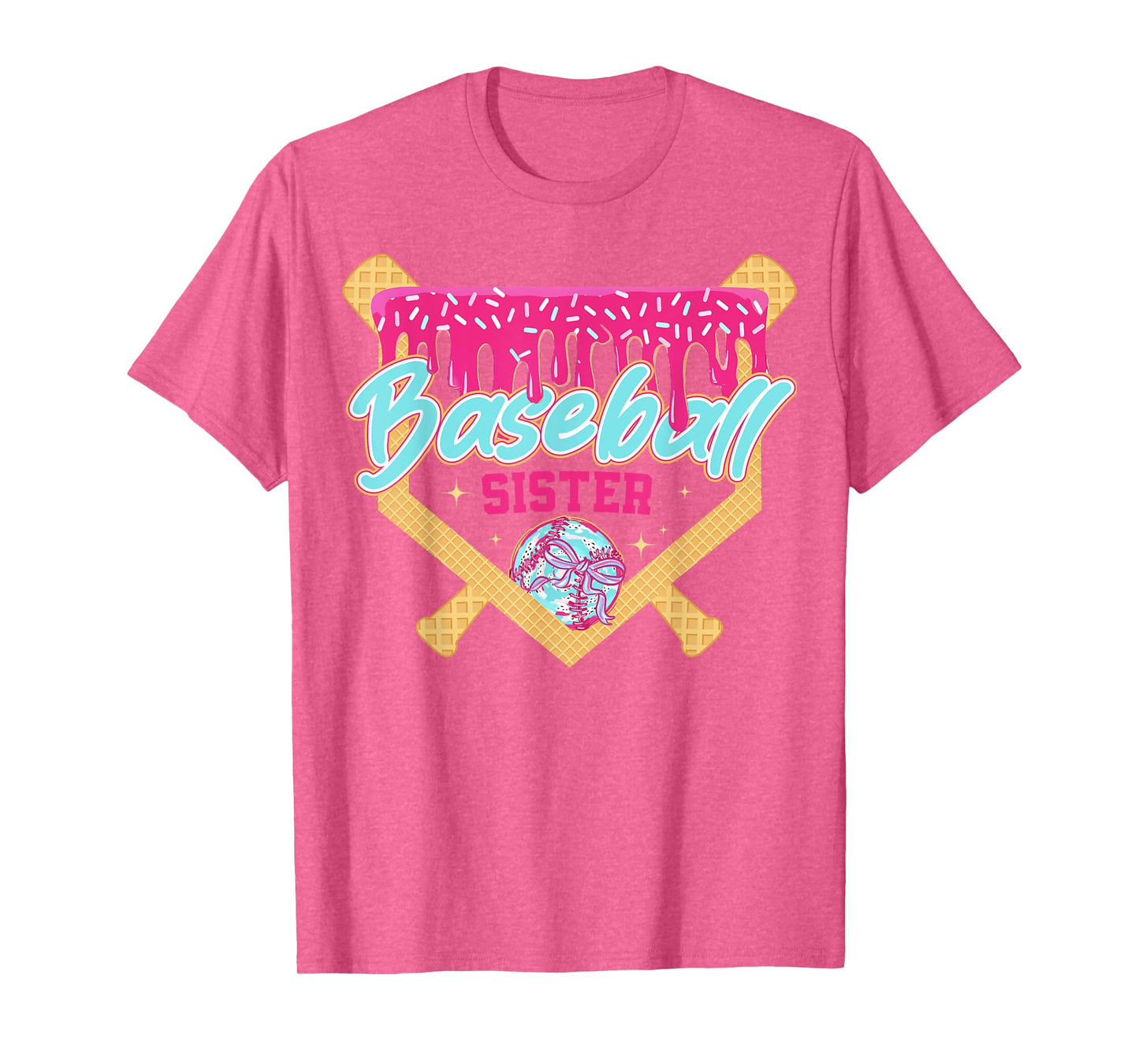 Baseball Sister Drip Ice Cream Baseball Game Day T-Shirt