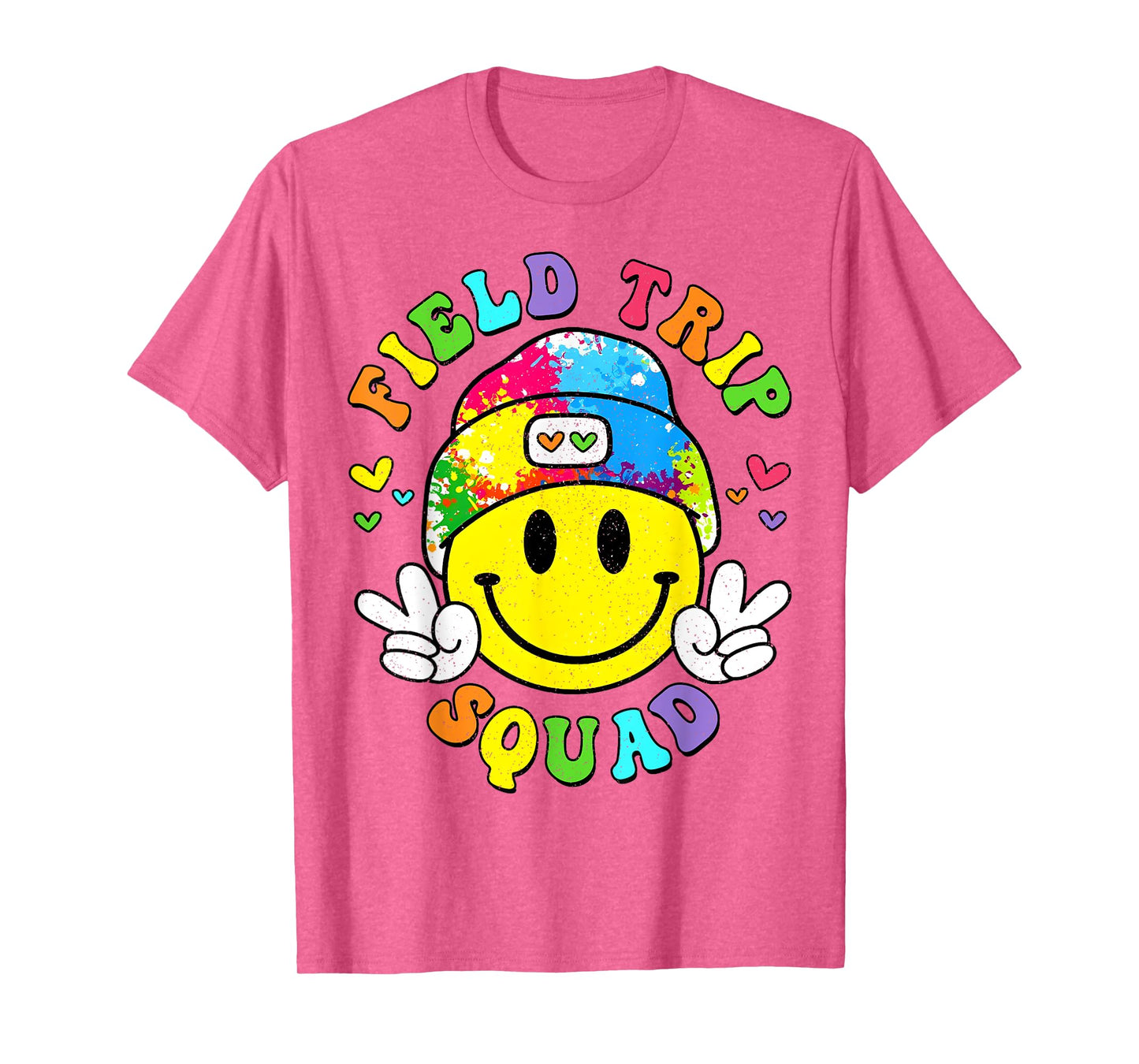Hippie smile Face Field Trip Squad Groovy Field Day 2024 T-Shirt