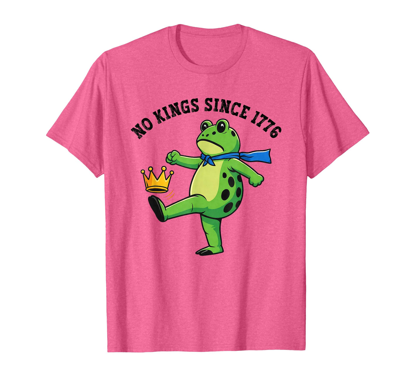 No Kings Since 1776 Portland Frog Kicking Crown Retro T-Shirt