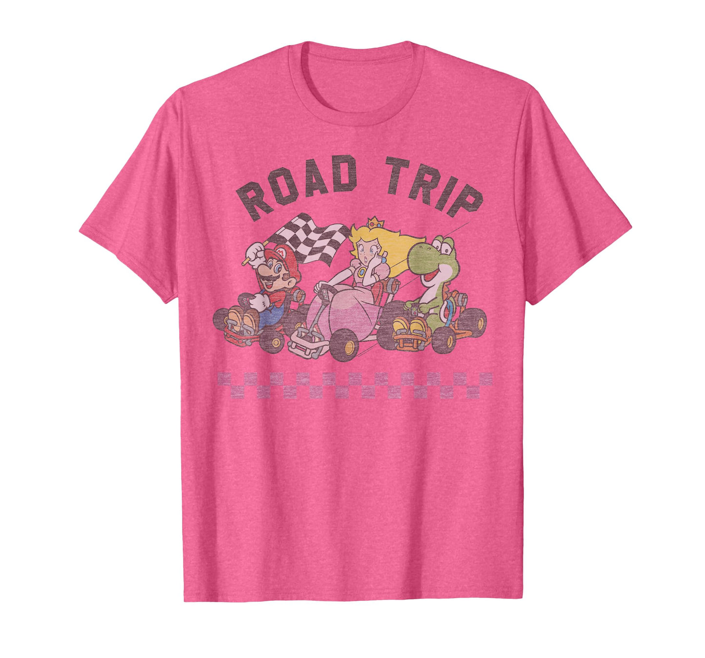 Mario Kart Road Trip Mario Peach Yoshi Trio Vintage T-Shirt