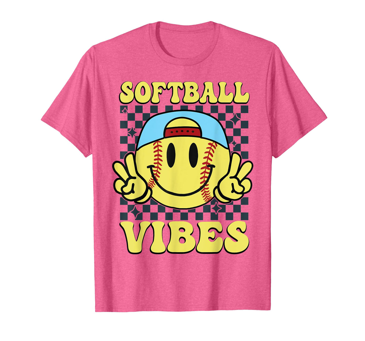 Softball Vibes Softball Retro Groovy Game Day Girls Women T-Shirt
