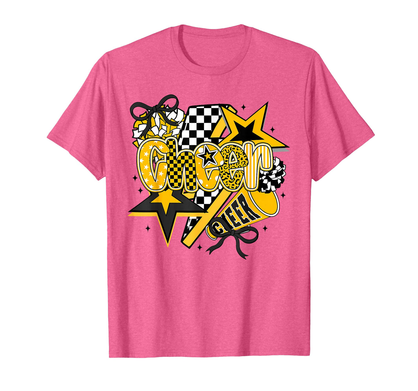Preppy Game Day Cheer Mom Cheerleader Go Cheer Gold Black T-Shirt